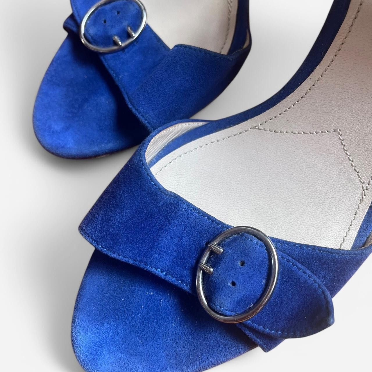 Prada × Vintage Vintage Prada Blue Suede Buckle Strap Heels Size US 8.5 / IT 38.5 - 3 Thumbnail