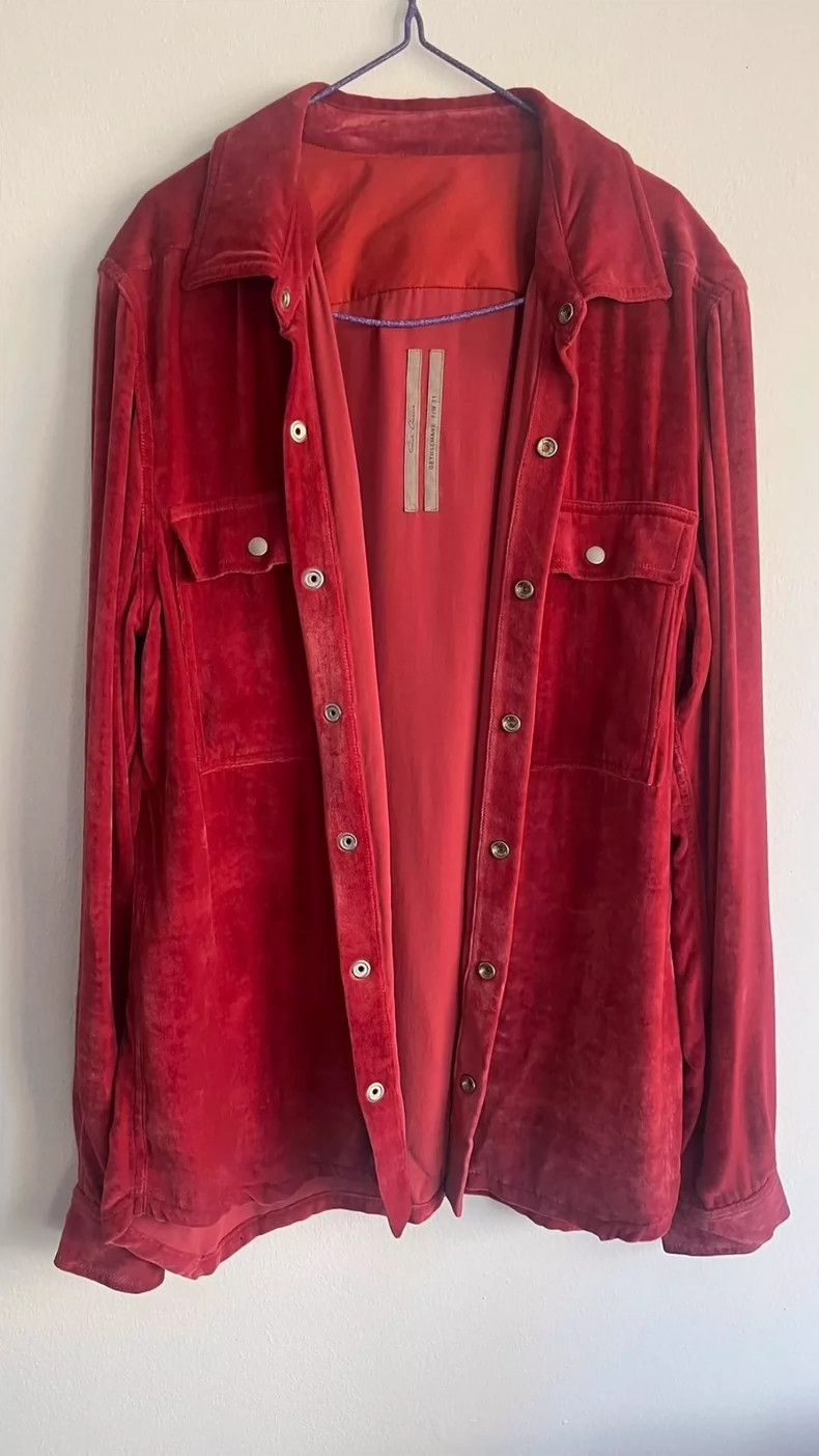 Rick Owens Red Velvet Oversized Jacket-2505