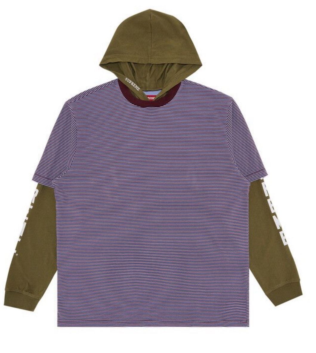 Supreme Authentic Supreme Layered Hooded Long Sleeve Top olive SS24 Size US XXL / EU 58 / 5 - 10 Thumbnail