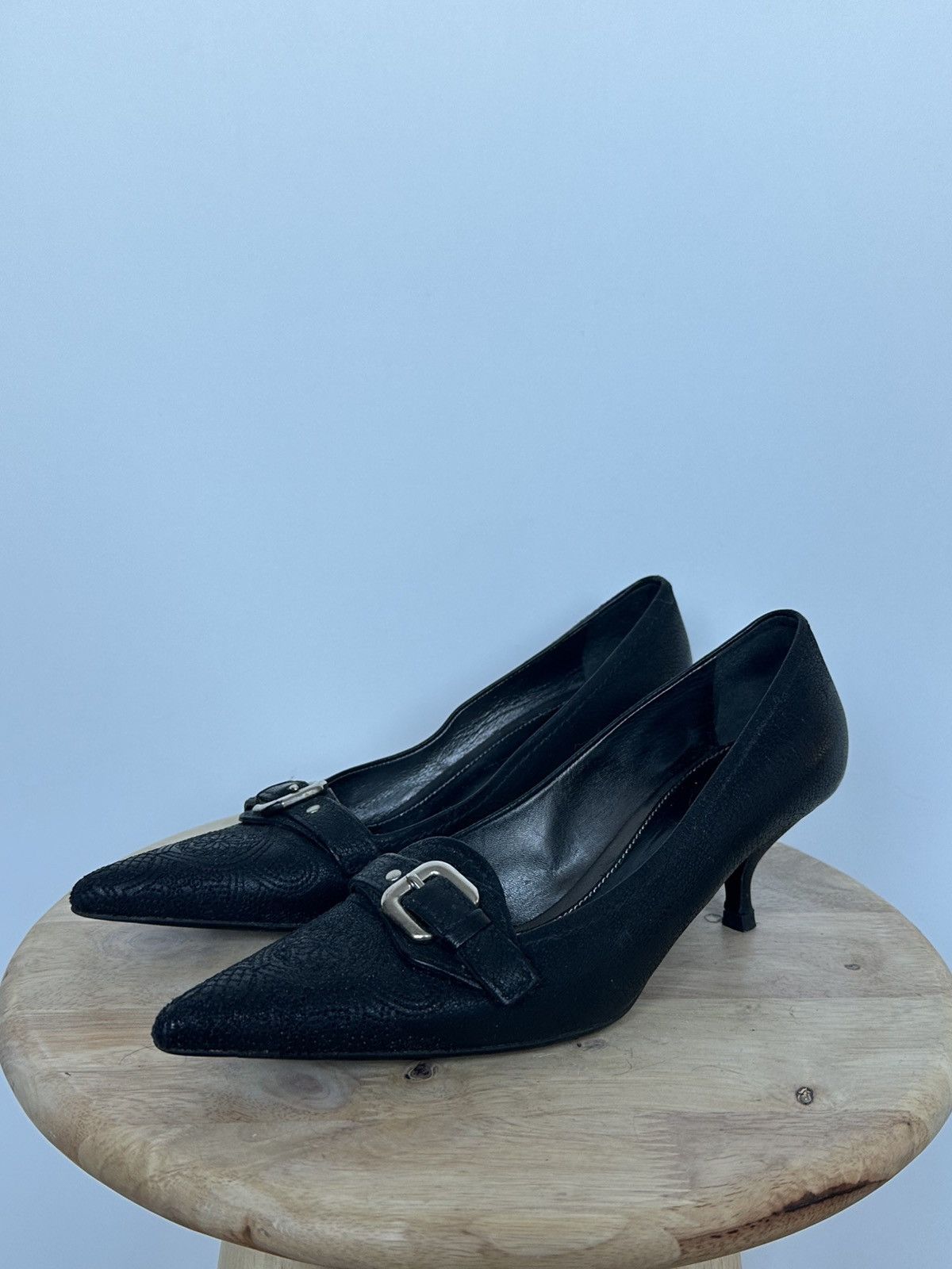 Prada Black Leather Heels