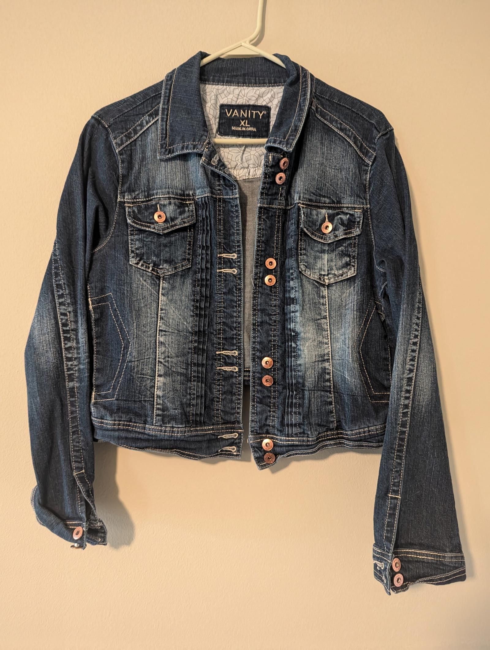 Saint Vanity Vintage Vanity Women's Cropped Denim Jacket - Size XL Size XL / US 12-14 / IT 48-50 - 2 Thumbnail