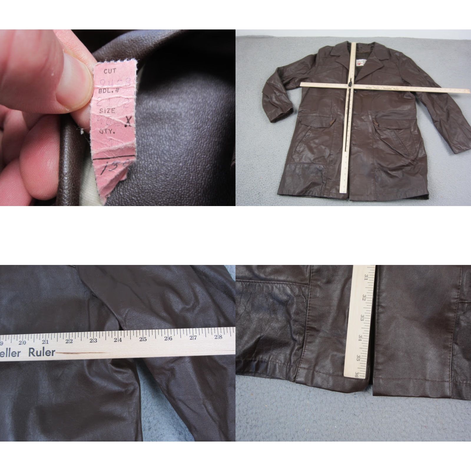 Sears VINTAGE Sears Jacket Mens 46 X-Tall Brown Plaid Leather Trench Coat 70s Size US S / EU 44-46 / 1 - 9 Thumbnail