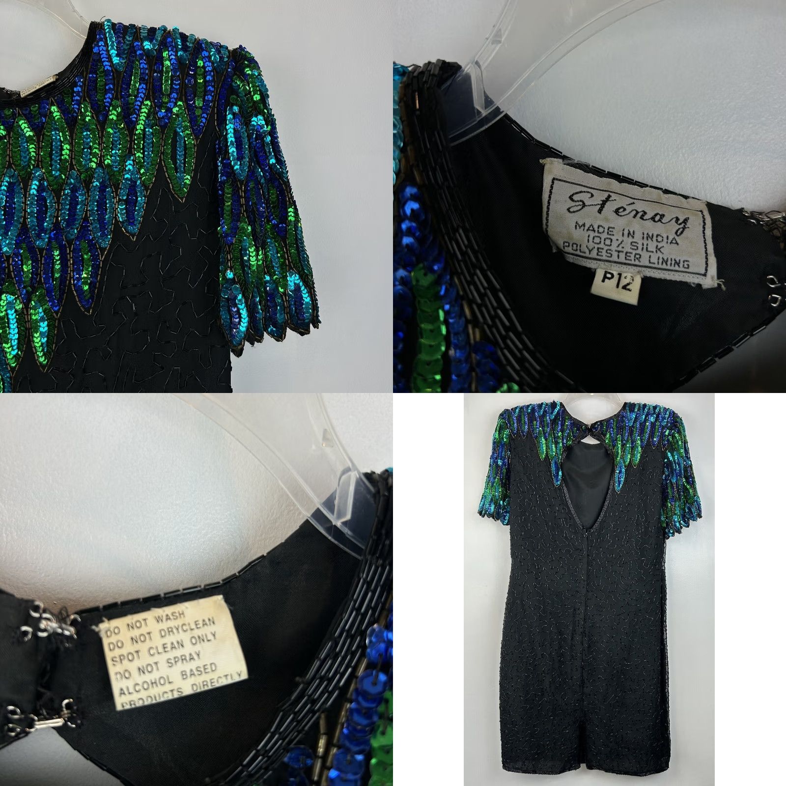 Vintage VINTAGE Stenay Dress Black Silk Sequin Bead Cocktail Evening Women Sz 12 P 80s Size XL / US 12-14 / IT 48-50 - 8 Thumbnail