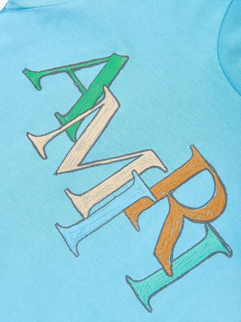 Amiri oc11z0225 KIDS Staggered Scribble T-Shirt in Sky Blue Size US XXS / EU 40 - 3 Thumbnail