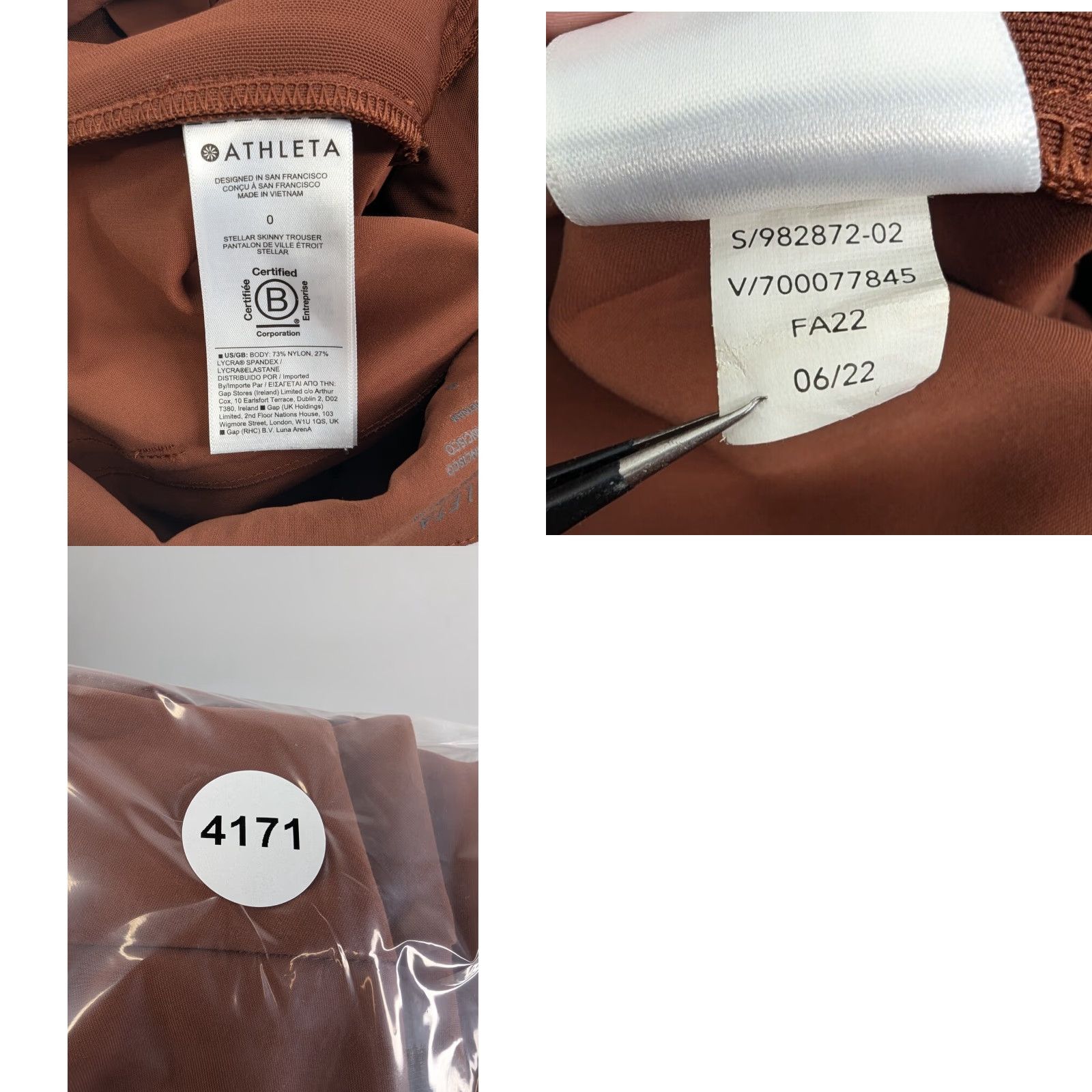 Athleta Athleta Pants Women’s 0 Rust Skinny Trouser Career 982872 Size 25" / US 0 / IT 36 - 9 Thumbnail
