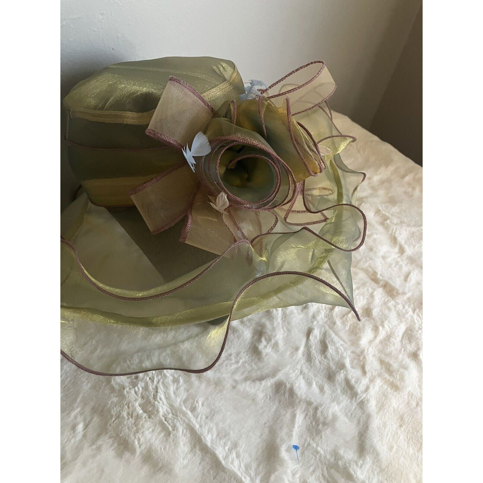 Other Beautiful Satin Kentucky Derby hat Gold Fancy Formal Flower Size ONE SIZE - 4 Thumbnail