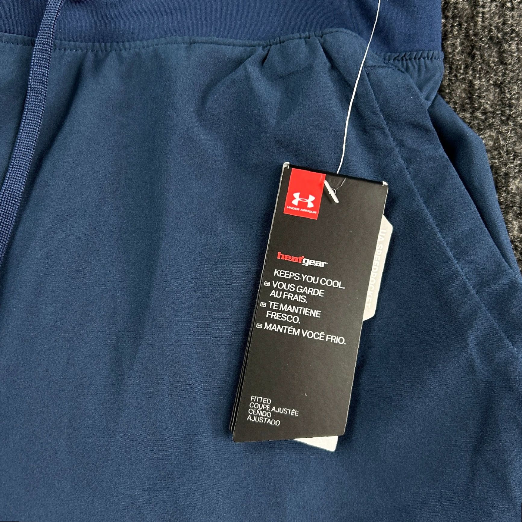 Under Armour Mens Shorts Blue M Fitted Heat Gear Built In Briefs Speed Pockets