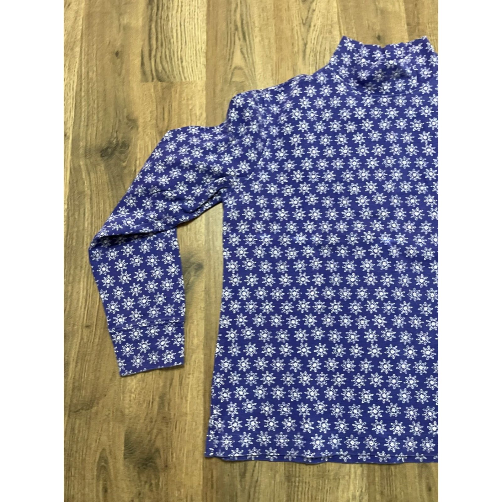 Lands' End Lands' End Shirt Women’s Small Purple White Long Sleeve Turtleneck Size S / US 4 / IT 40 - 3 Thumbnail