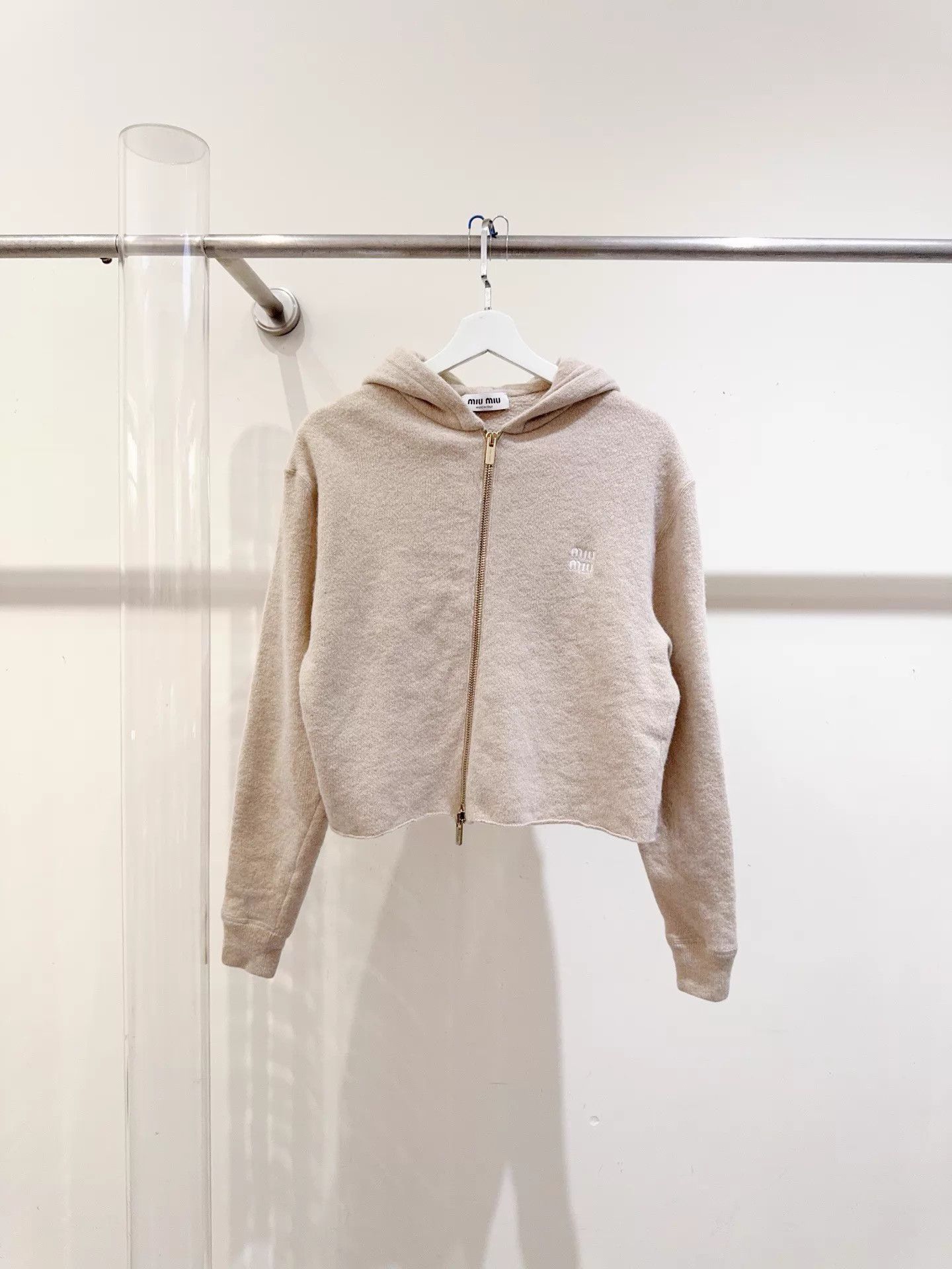 Miu Miu MIU MIU 24FW Women's Cream Wool-Cashmere Jacket 38 Size XS / US 0-2 / IT 36-38 - 1 Thumbnail