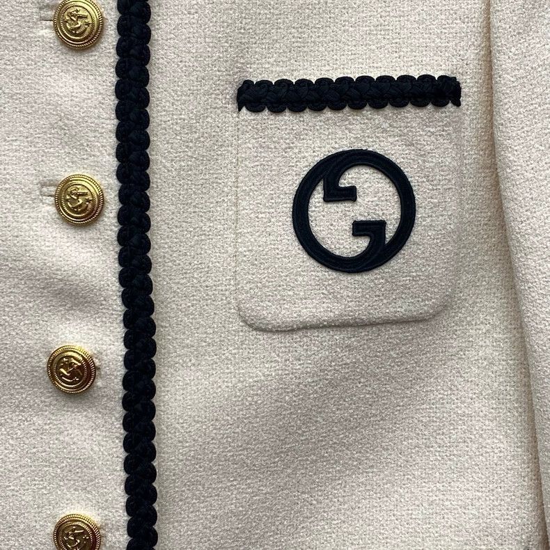Gucci Gucci New beige embroidered double G gold buckle tweed jack Size XS / US 0-2 / IT 36-38 - 3 Thumbnail