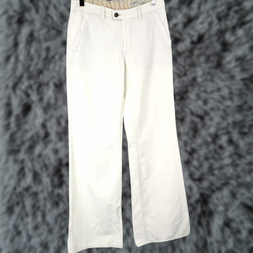 Diesel DIESEL Flairlegg-A Regular-Flare 00DQZ Trousers Womens W26 Ivory Linen-Cotton Blend Pants Size 26" / US 2 / IT 38 - 1 Thumbnail