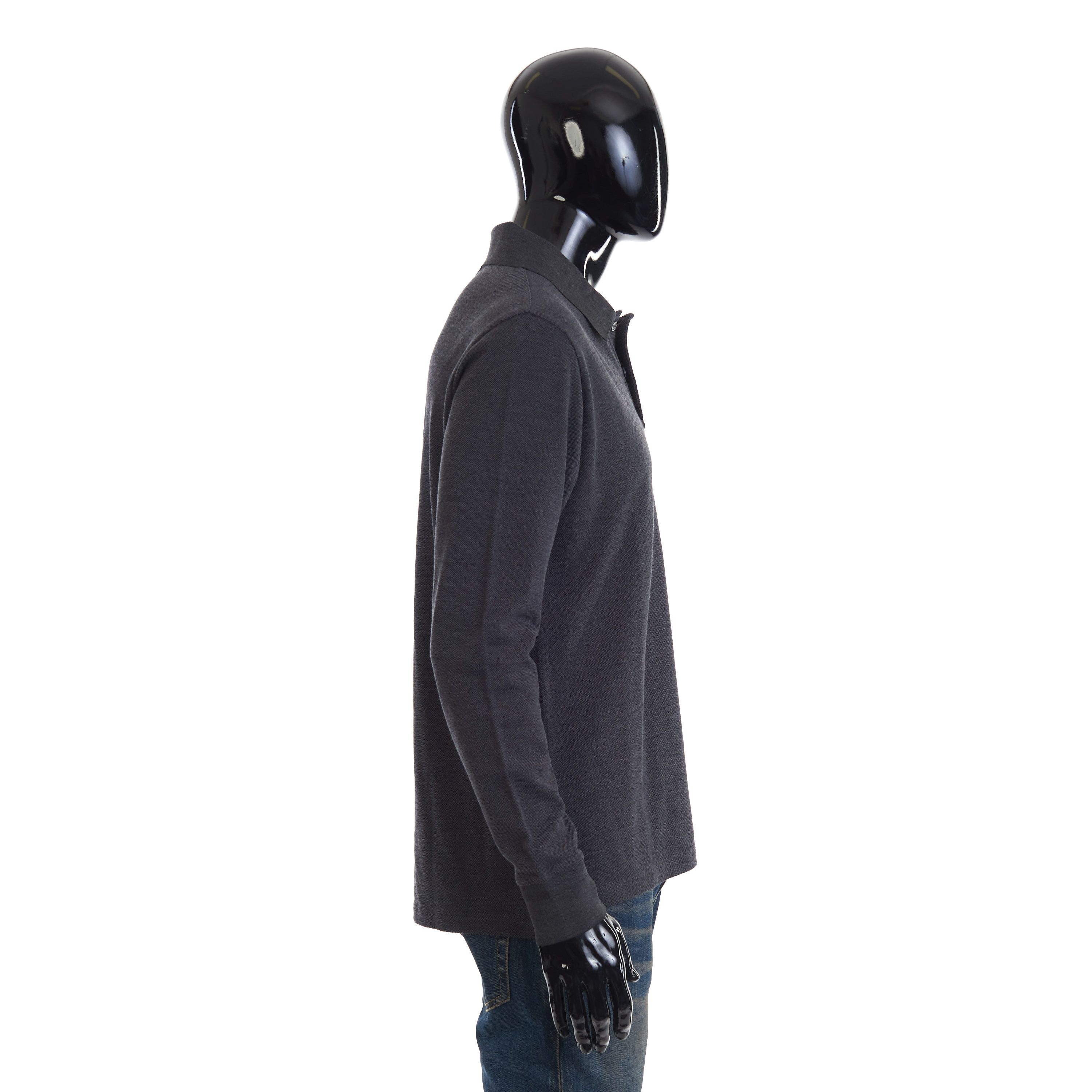 Berluti Longsleeve Polo With Leather Detail, Mulberry Silk & Wool Size US M / EU 48-50 / 2 - 8 Thumbnail