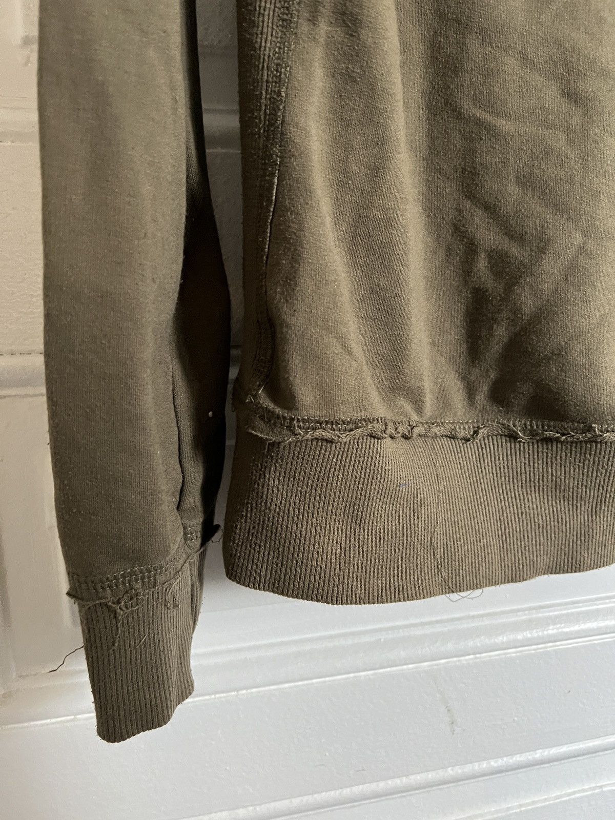 Japanese Brand × Vintage Y2K Khaki hoodie distressed destroyed olive military college Size S / US 4 / IT 40 - 7 Thumbnail