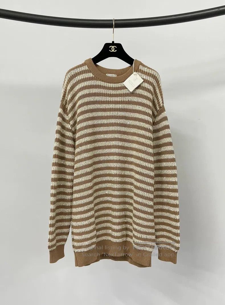Brunello Cucinelli Brunello Cucinelli Old Qian style sequined striped sweater Size XL / US 12-14 / IT 48-50 - 1 Thumbnail