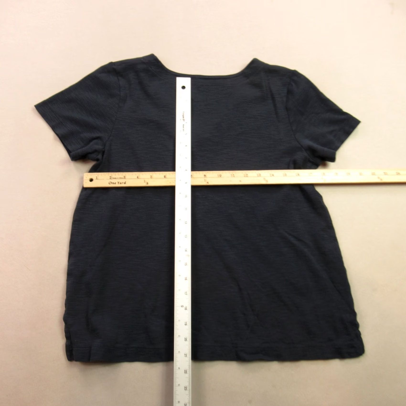 J. Jill J Jill Shirt Womens Petite Medium Short Sleeve Pullover Casual V Neck Navy Size M / US 6-8 / IT 42-44 - 5 Thumbnail