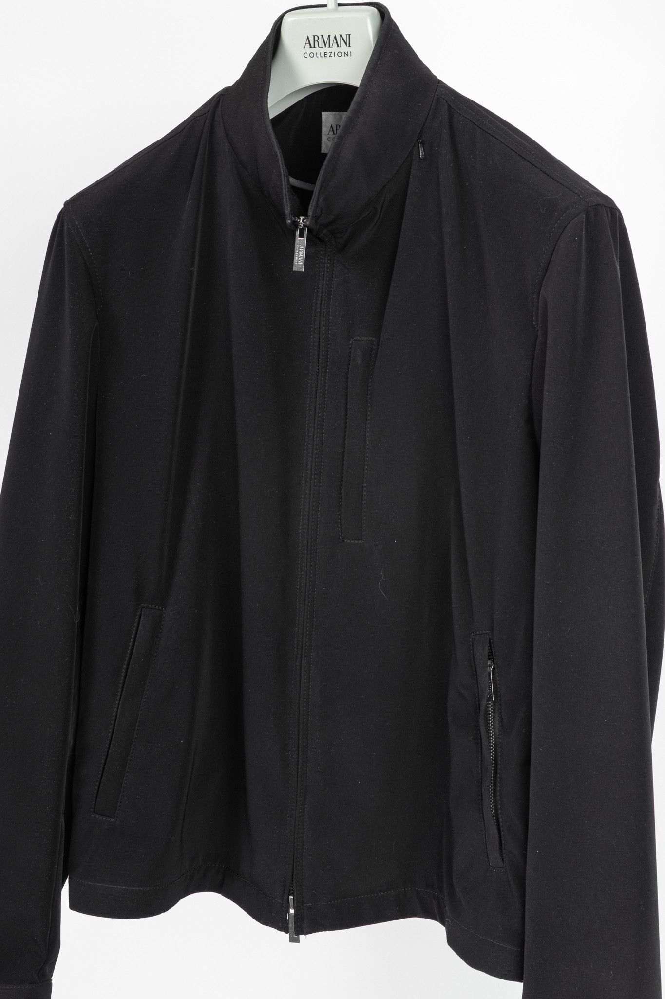 Armani Collezioni Armani Collezioni Black Water-Repellent Hidden-Hood Jacket Size US XL / EU 56 / 4 - 3 Thumbnail