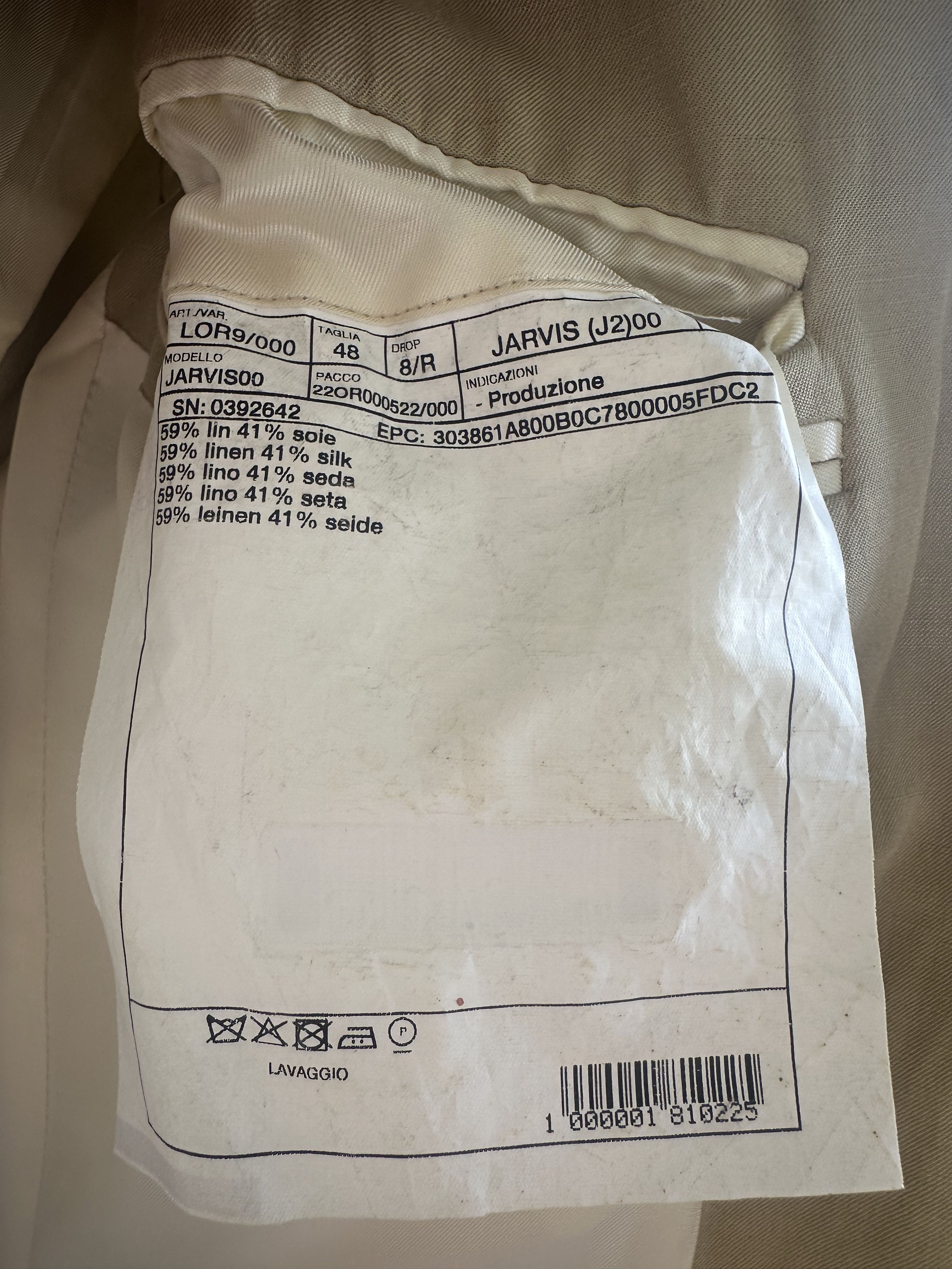HUSBANDS SINGLE-BREASTED LINEN AND SILK JACKET - PEBBLE BEIGE Size 38R - 4 Thumbnail
