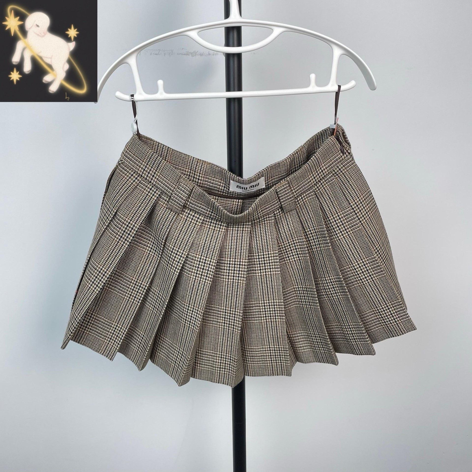 Miu Miu Miu Miu Wool Plaid Brown Skirt 38 Women Size 38" / US 16 / IT 52 - 1 Thumbnail