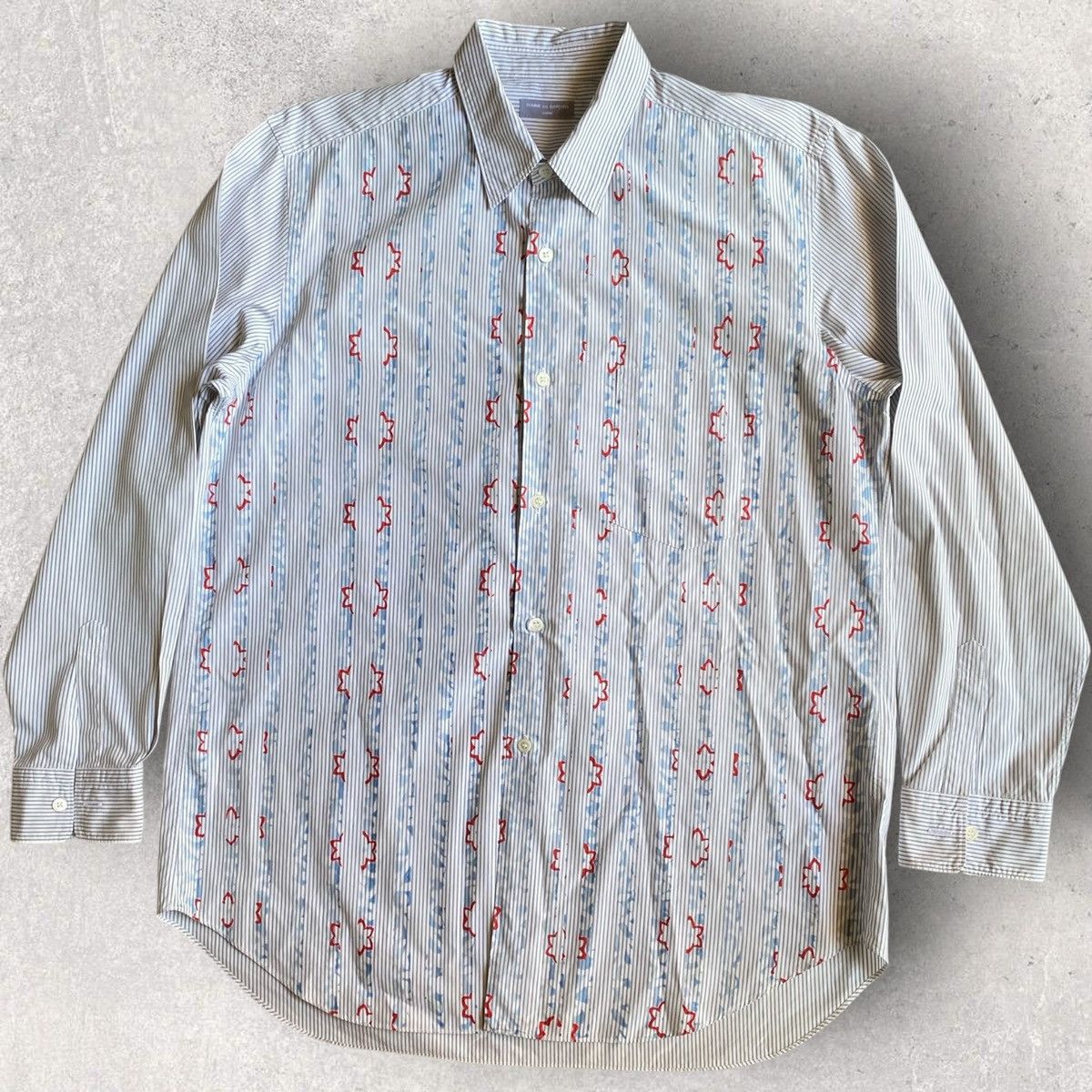 Comme des Garcons Homme Vintage SS01 Oversize Print On Stripe Shirt Size US L / EU 52-54 / 3 - 3 Thumbnail