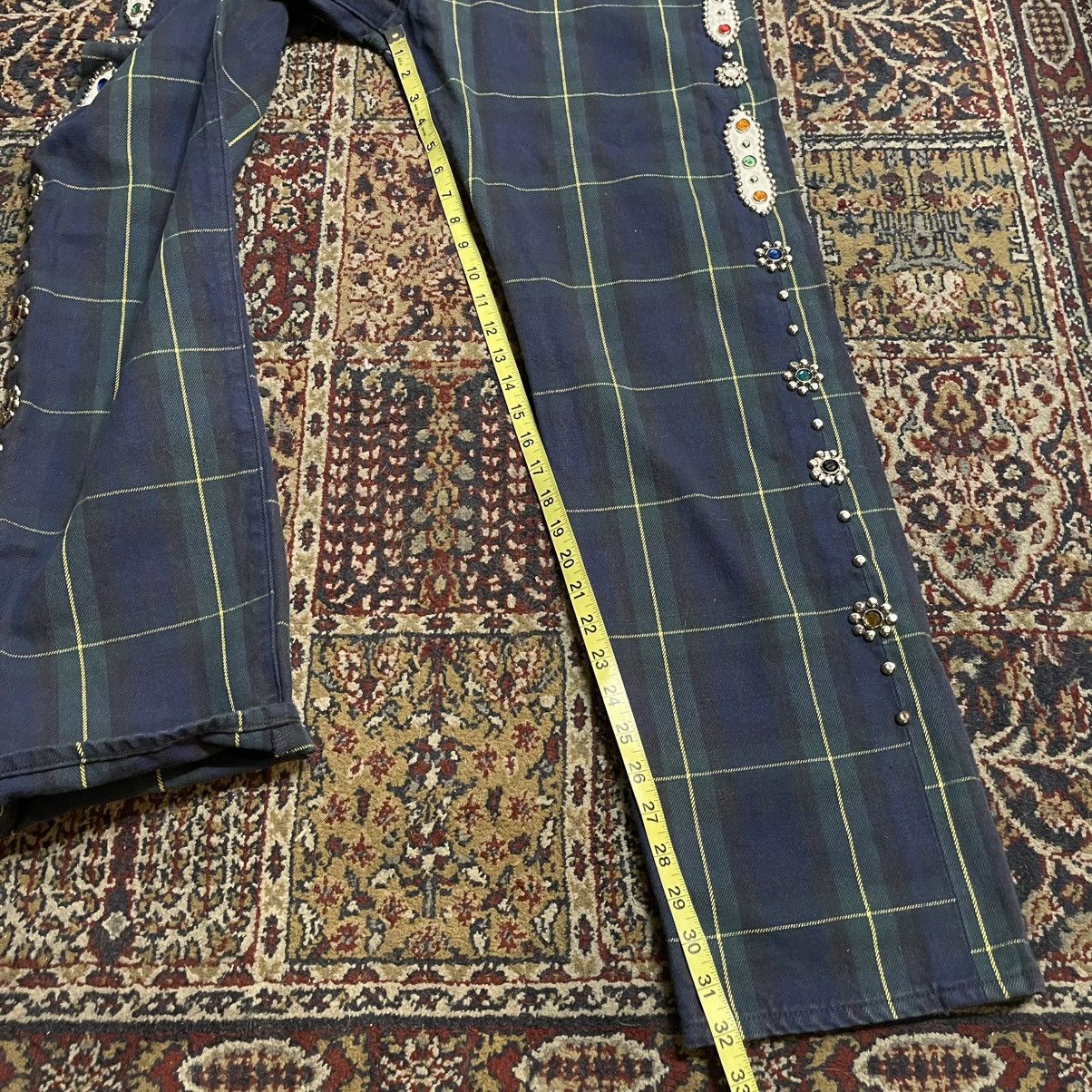 Kapital 11oz TARTAN CHECK 5P MONKEY CISCO JEANS (STUDS REMAKE) GREEN Size US 38 / EU 54 - 12 Thumbnail