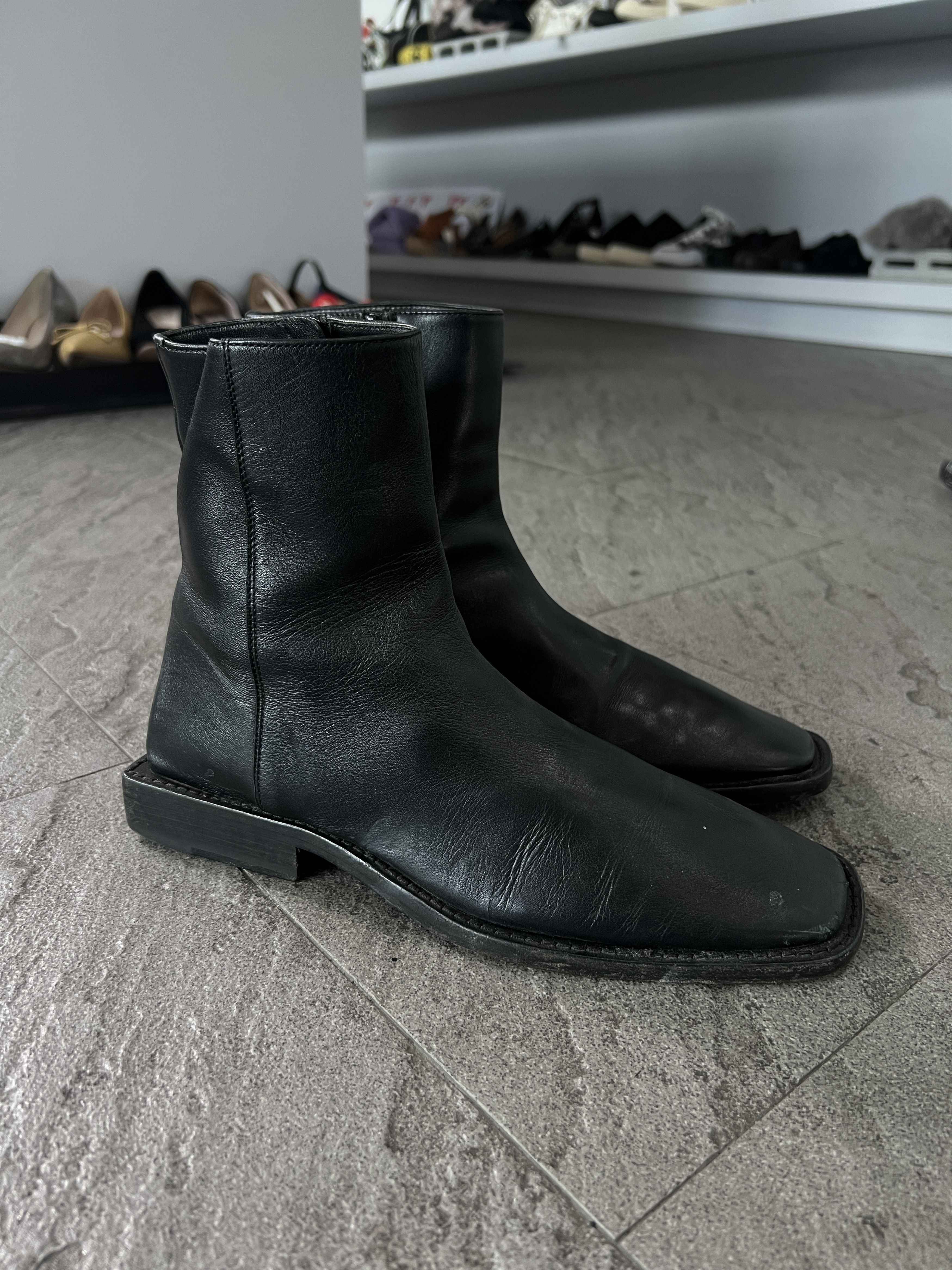 Balenciaga Balenciaga BB Heel Logo Leather Zip Ankle Boots 37.5 Size US 7.5 / IT 37.5 - 3 Thumbnail