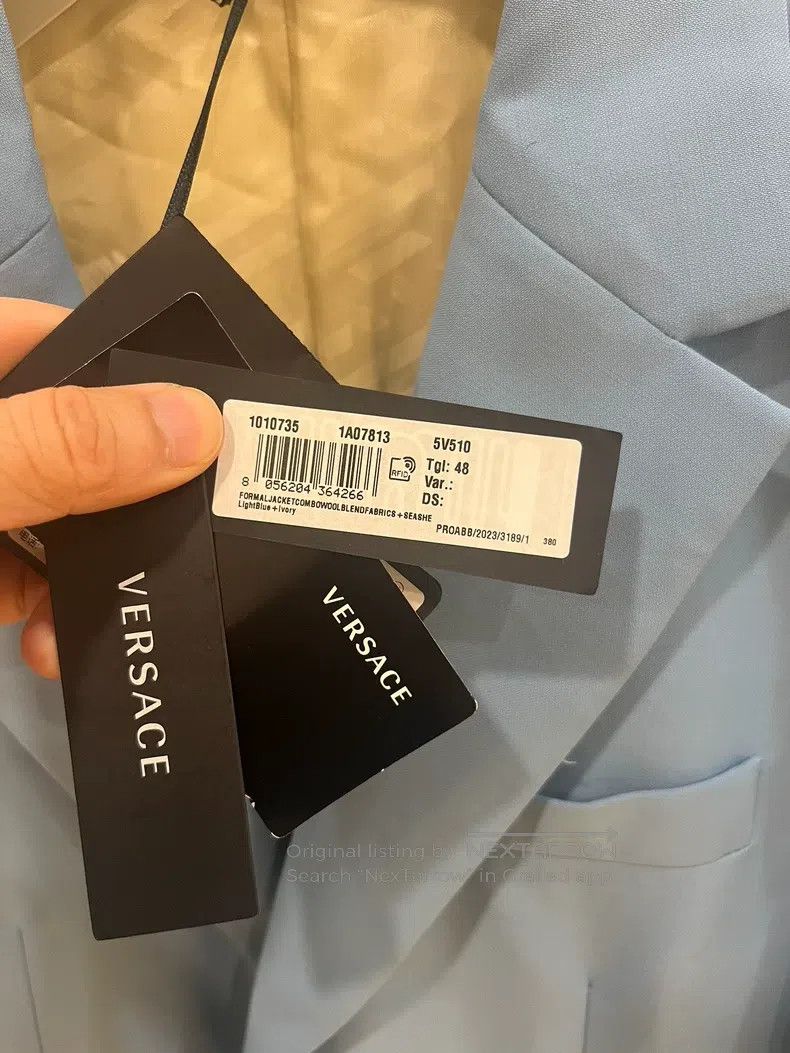 Versace Versace Light blue wool single-row double-button suit suit Size 48S - 7 Thumbnail