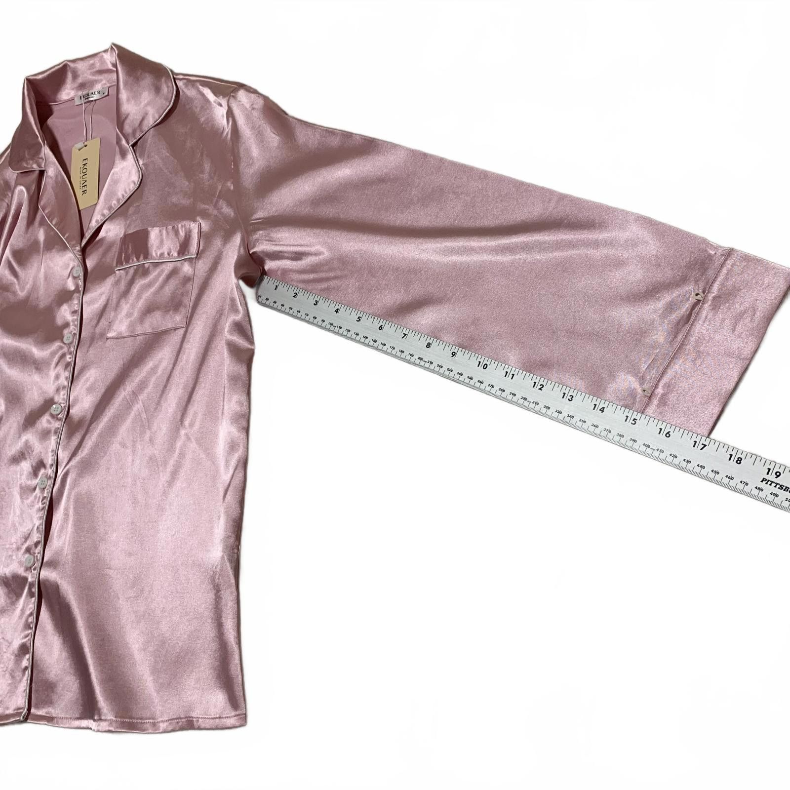 Other Ekouaer Women's Satin Pajama Top Medium Pink Size ONE SIZE - 9 Thumbnail