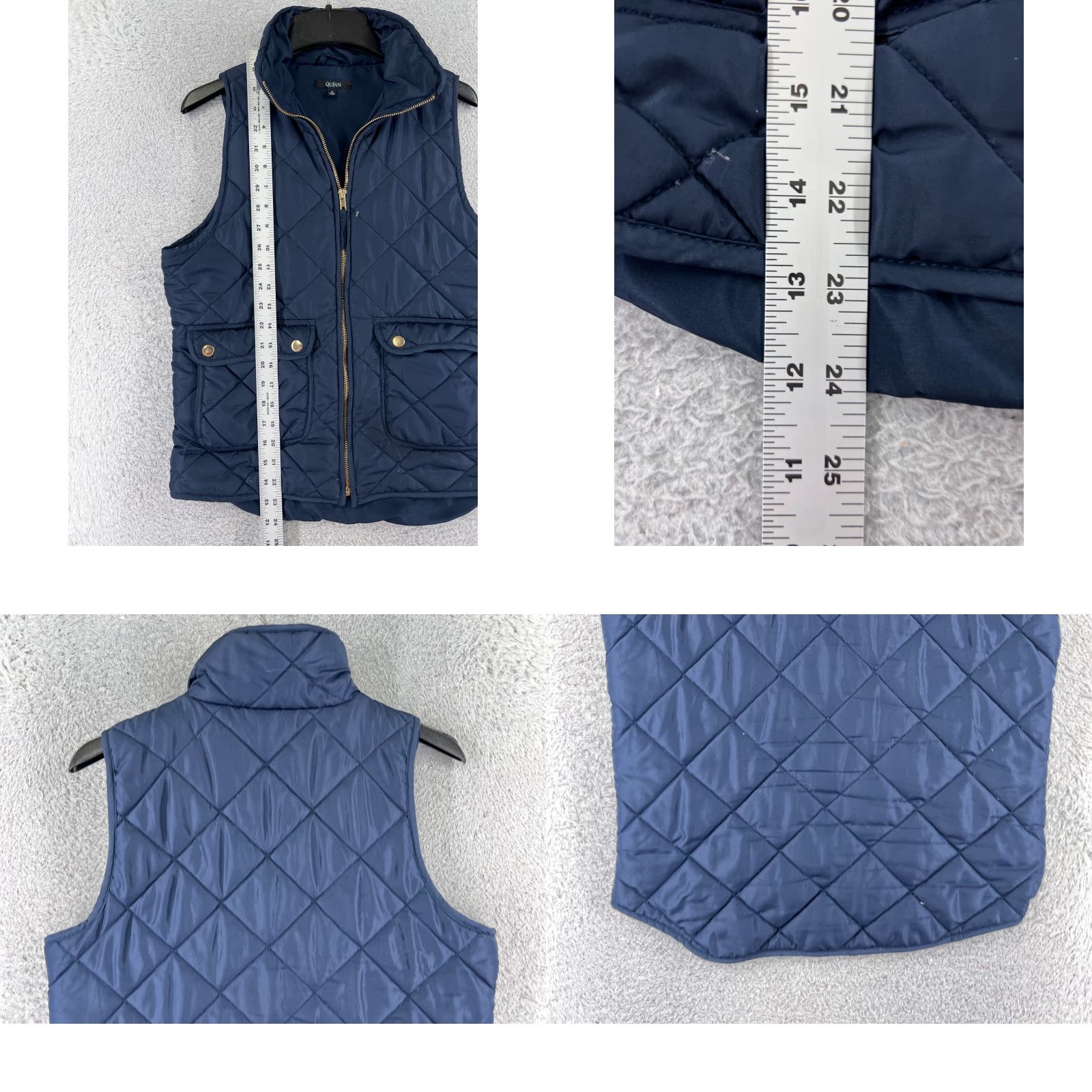 Vintage Quinn Vest Womens Blue Medium Full Zip 100% Polyester Quilted Pockets Mock Neck Size M / US 6-8 / IT 42-44 - 9 Thumbnail