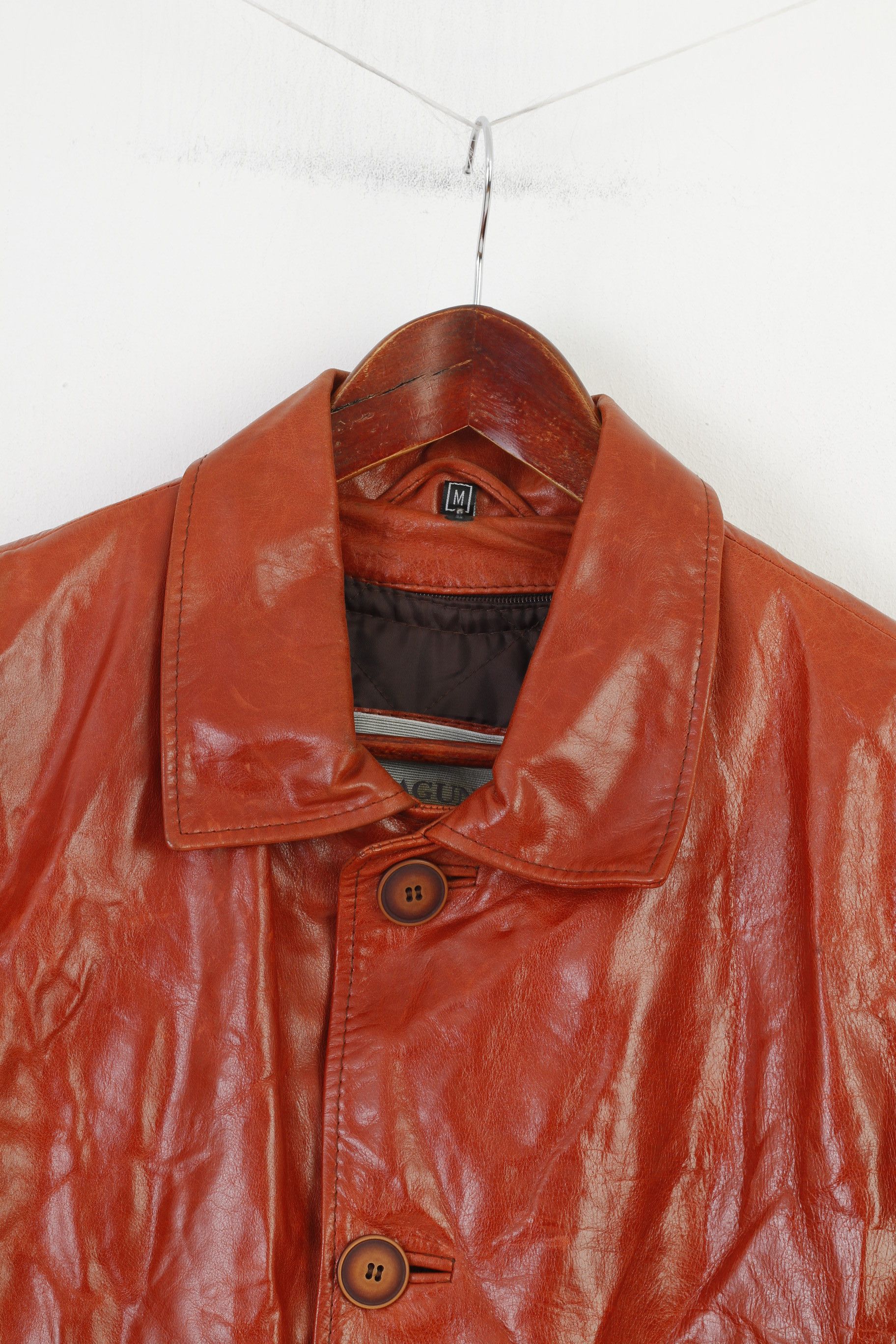 Vintage Laguna Men M Leather Jacket Brick Shiny Streetwear 0153 Size US M / EU 48-50 / 2 - 2 Thumbnail