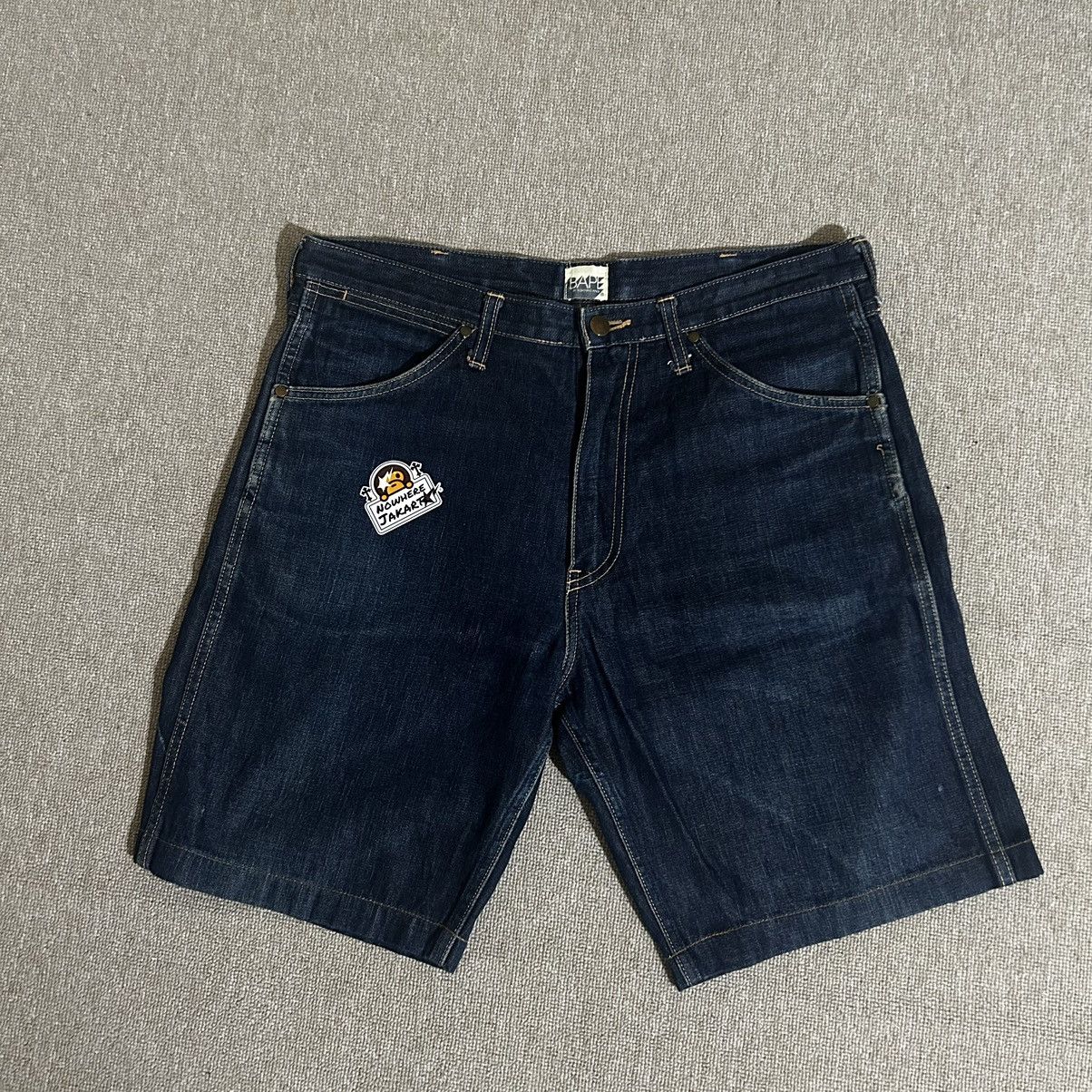 Bape Champion Logo Denim Shorts Size US 34 / EU 50 - 5 Thumbnail