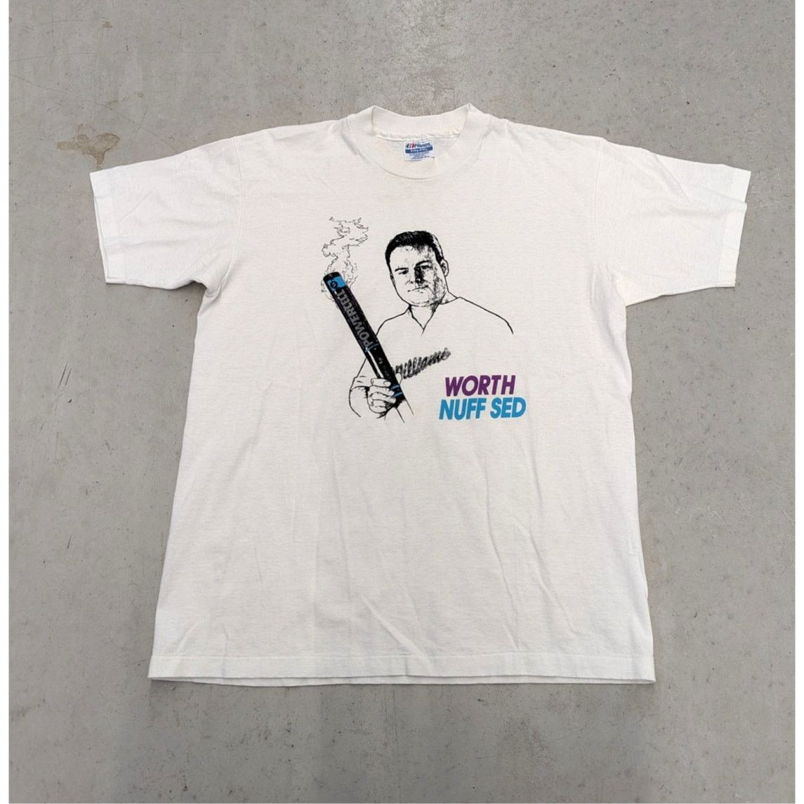 Hanes × MLB × Vintage Vintage 80s Powercell Worth Nuff Sed Baseball Bat t-shirt Size US L / EU 52-54 / 3 - 1 Thumbnail