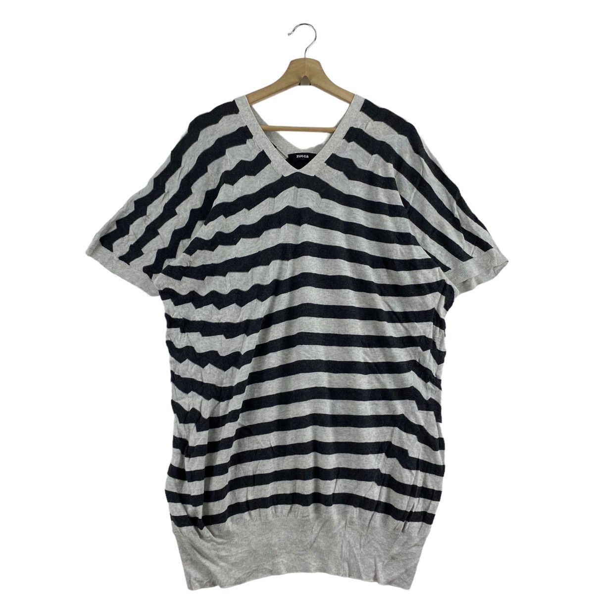 CABANE de ZUCCa CABANE de ZUCCA by Issey Miyake Stripes Short Sleeve Blouse Size 3XL / US 20-22 - 1 Thumbnail