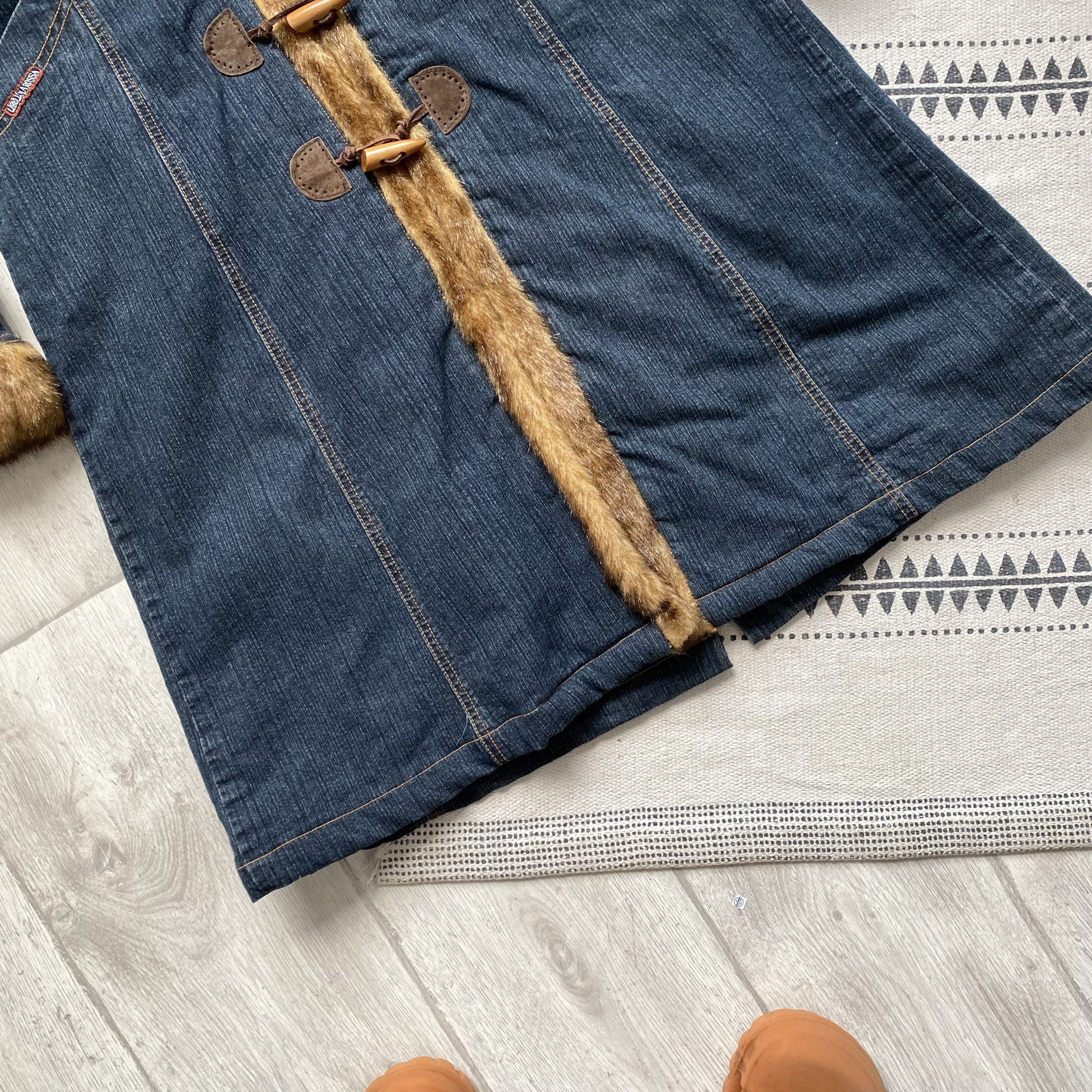 If Six Was Nine Vintage 90s Denim Faux fur coat Afgan Penny Lane Grunge Size L / US 10 / IT 46 - 4 Thumbnail
