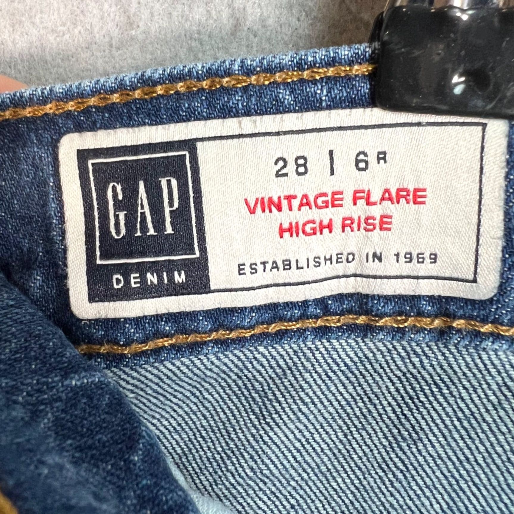 Gap Gap Flared Jeans Womens Size 6 28 Blue Denim High Rise Regular Fit Cotton Blend Size 28" / US 6 / IT 42 - 3 Thumbnail