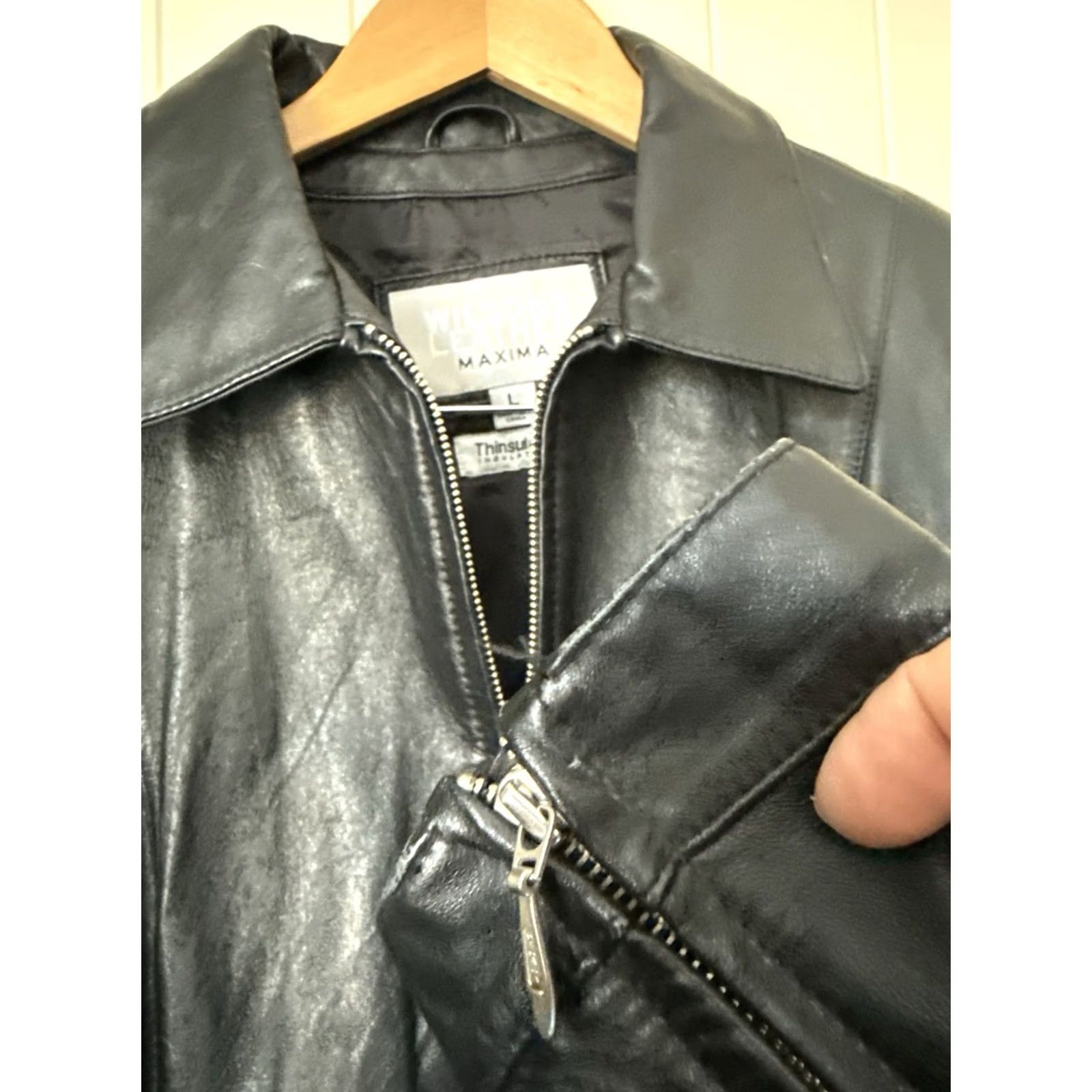 Vintage Wilsons Leather Maxima Jacket Womens Large Black Thinsulate Lined Zip Pockets Jacket Size L / US 10 / IT 46 - 3 Thumbnail