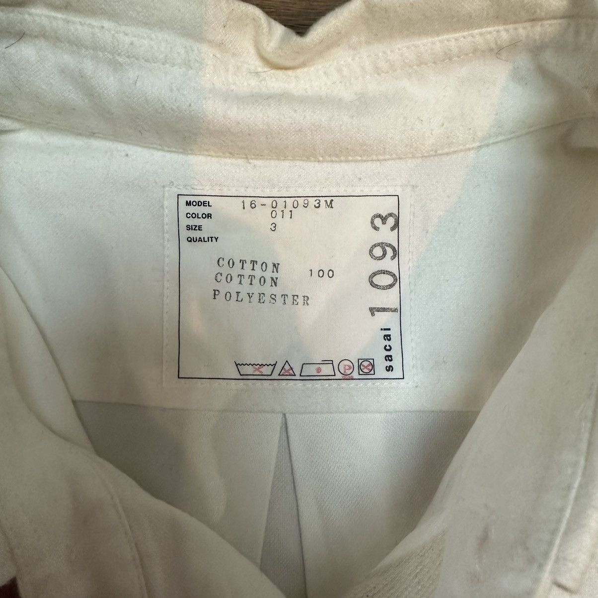 Sacai Sacai White Varsity Brushed Shirt Size US S / EU 44-46 / 1 - 4 Thumbnail