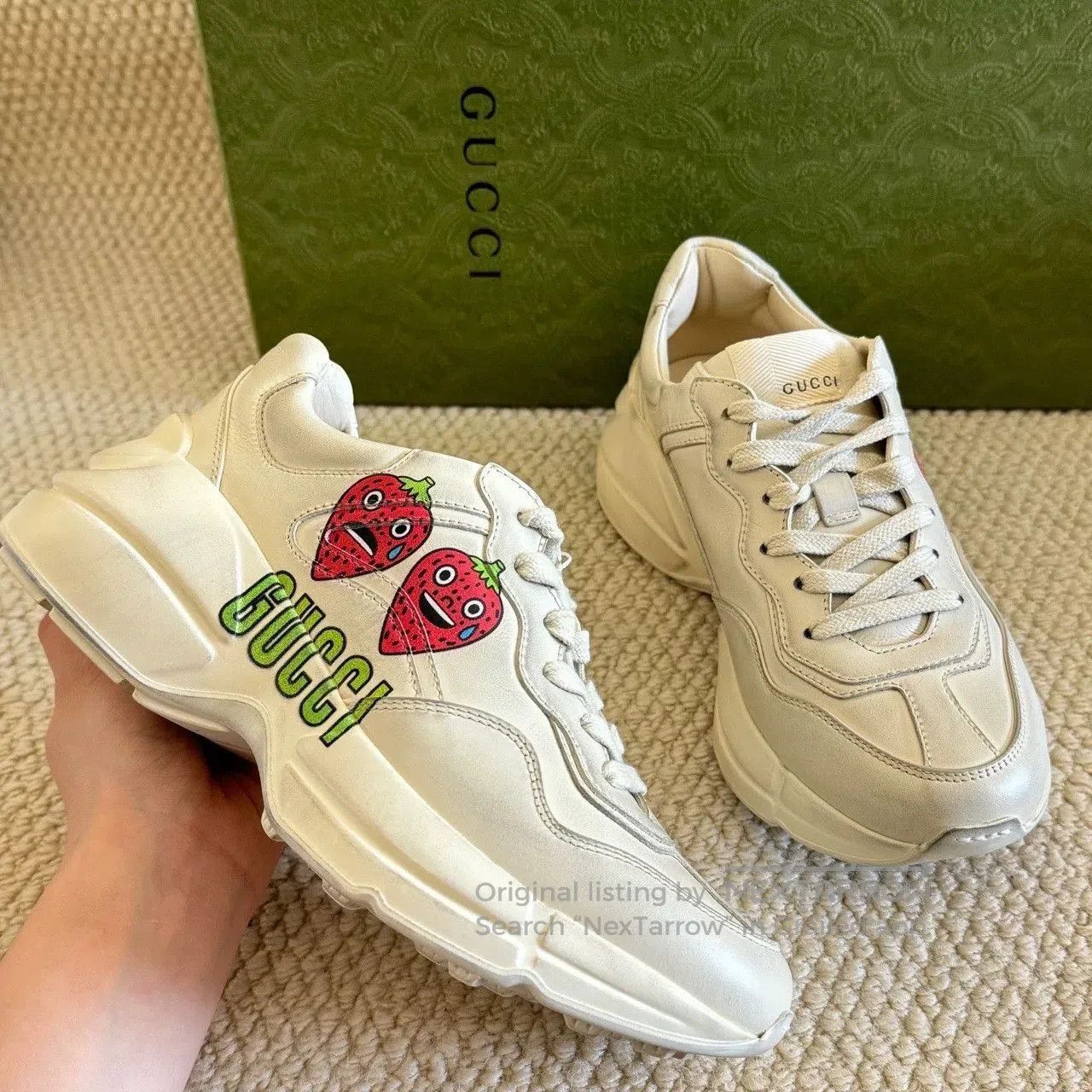 Gucci gucci rhyton sneakers with strawberry print. Size US 5.5 / IT 35.5 - 8 Thumbnail