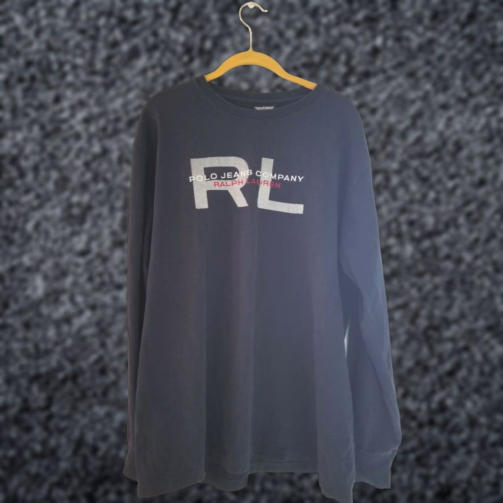 Polo Ralph Lauren VINTAGE Polo Ralph Lauren Mens XL Long Sleeve Graphic Tee Blue Size US XL / EU 56 / 4 - 1 Thumbnail