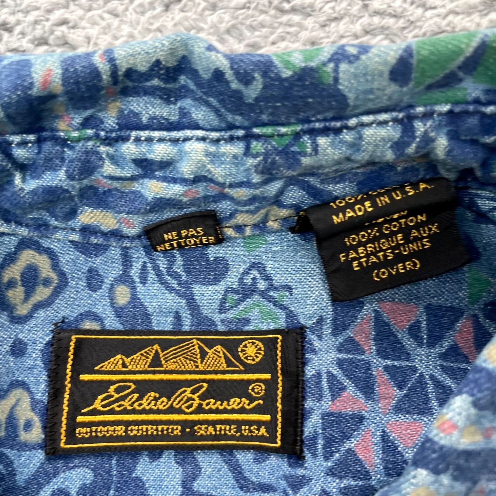 Eddie Bauer VINTAGE Eddie Bauer Shirt Mens Medium Blue Patchwork Paisley Abstract Button Up Size US M / EU 48-50 / 2 - 4 Thumbnail