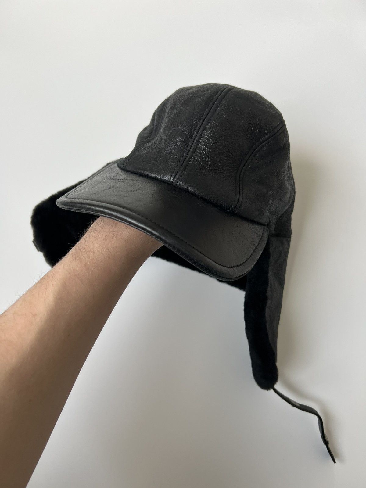 Prada Prada Leather Fur Shearling Hat Size ONE SIZE - 7 Thumbnail