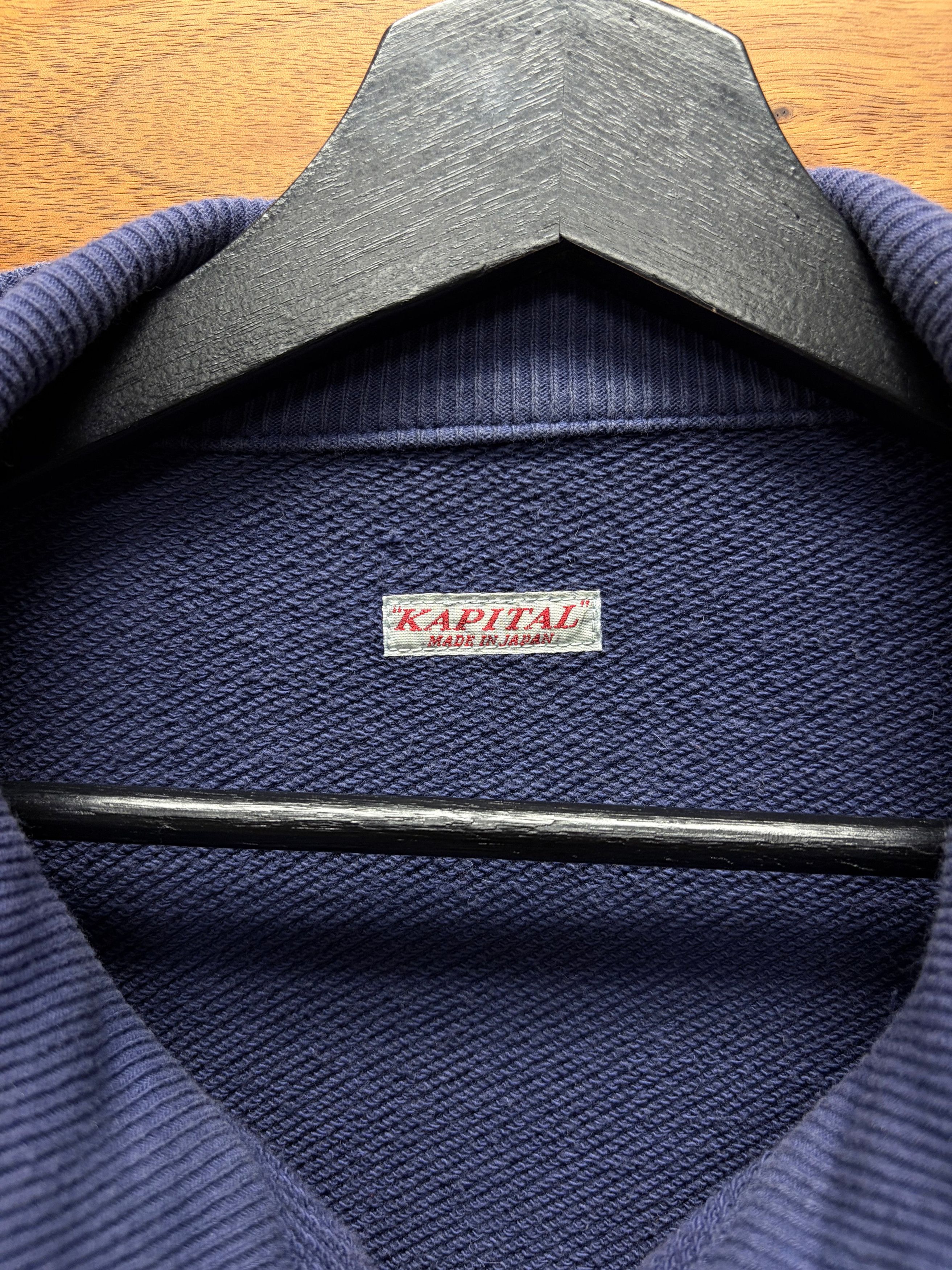 Kapital Kapital ‘Nickel 4’ Quarter Zip Dyed Blue Cargo Pocket Sweatshirt Size US L / EU 52-54 / 3 - 3 Thumbnail