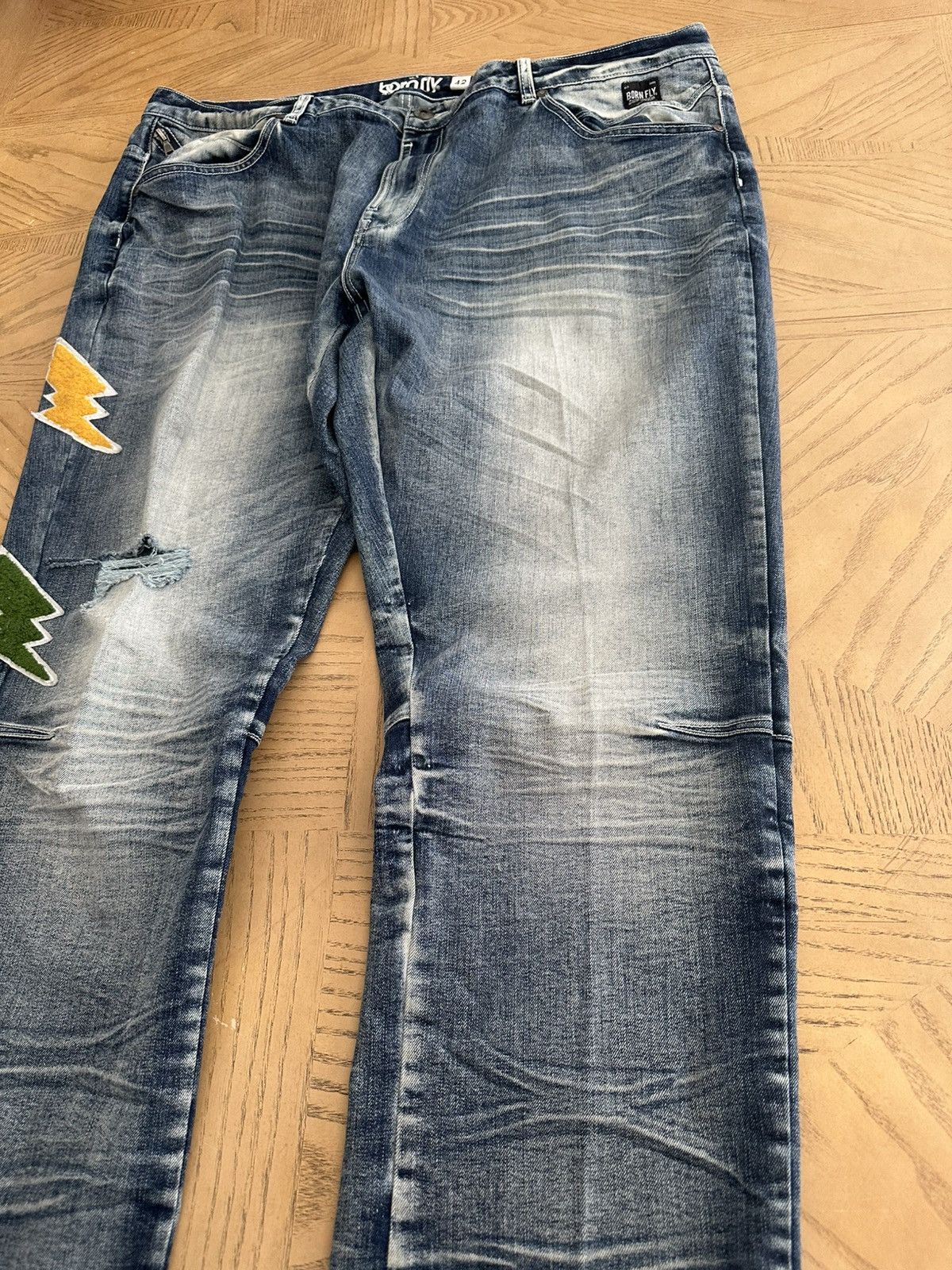 Born Fly Bornfly men's jeans featuring a distressed blue Size US 42 / EU 58 - 4 Thumbnail