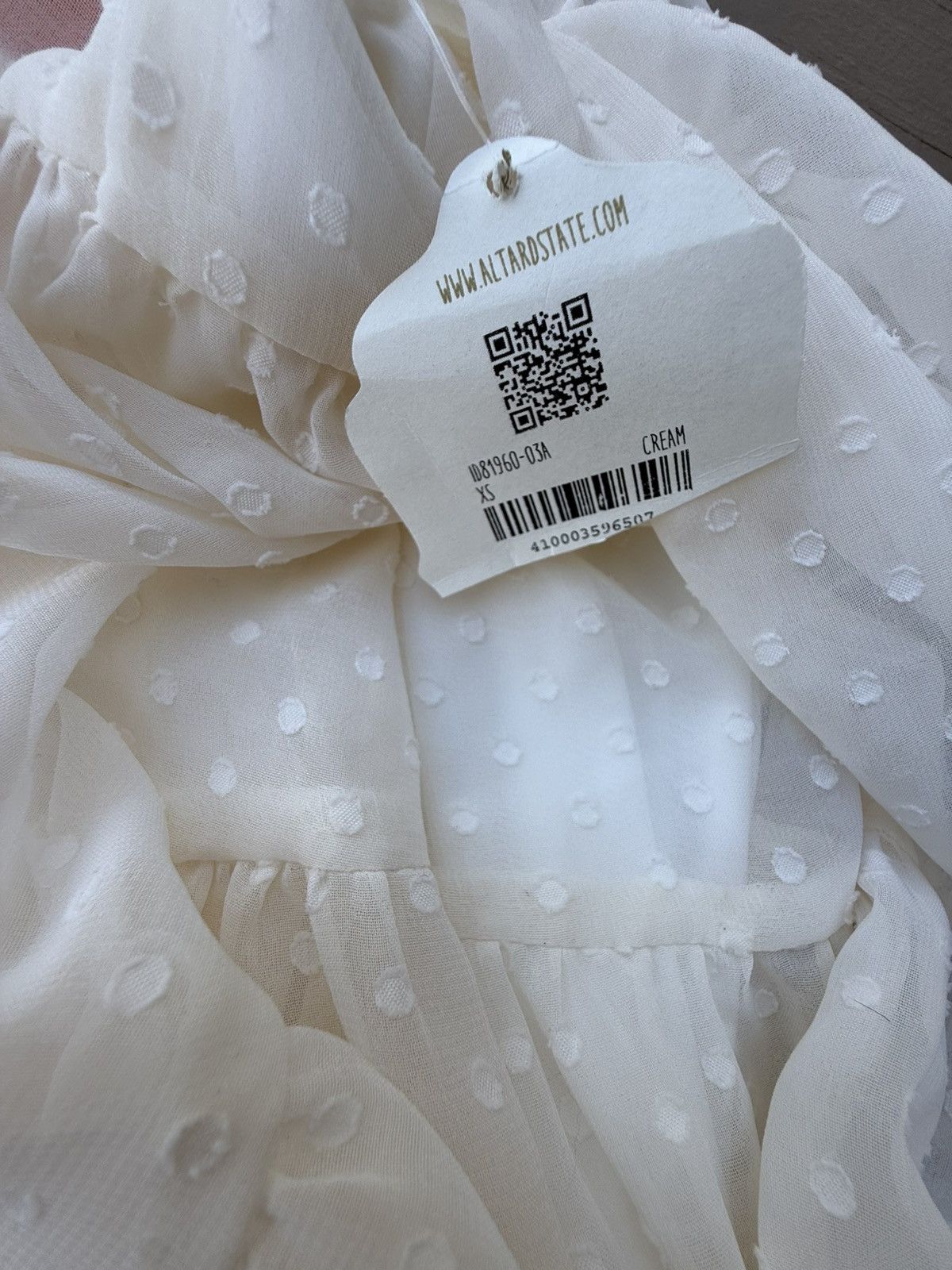 Other Altar'd State Mini Dress Sheer Ivory Swiss Dot Tiered Bell Size XS / US 0-2 / IT 36-38 - 9 Thumbnail