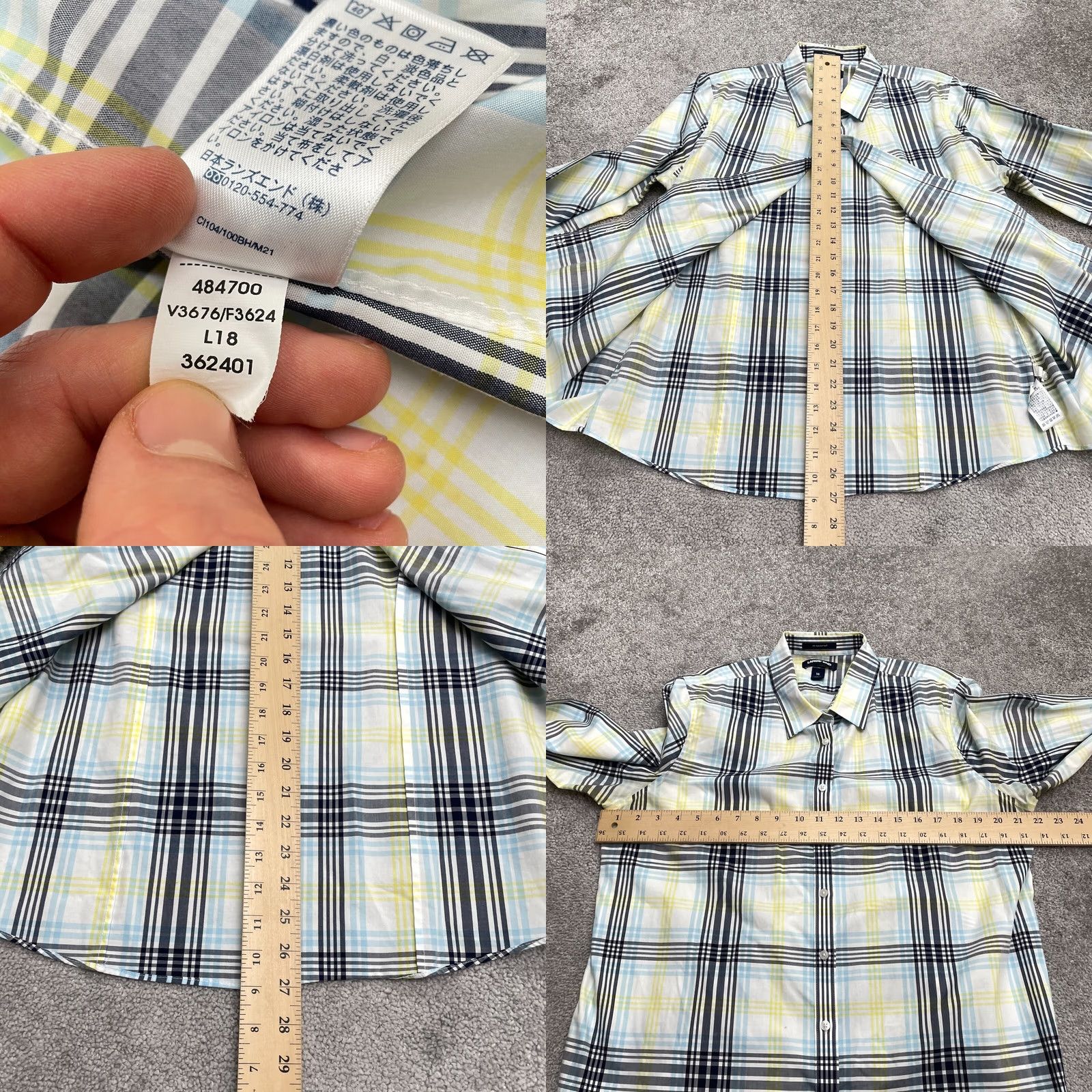 Lands' End Lands' End Button-Up Shirt Womens 16 Multicolor Long Sleeve Cotton Top Size XXL / US 16-18 / IT 52-54 - 8 Thumbnail