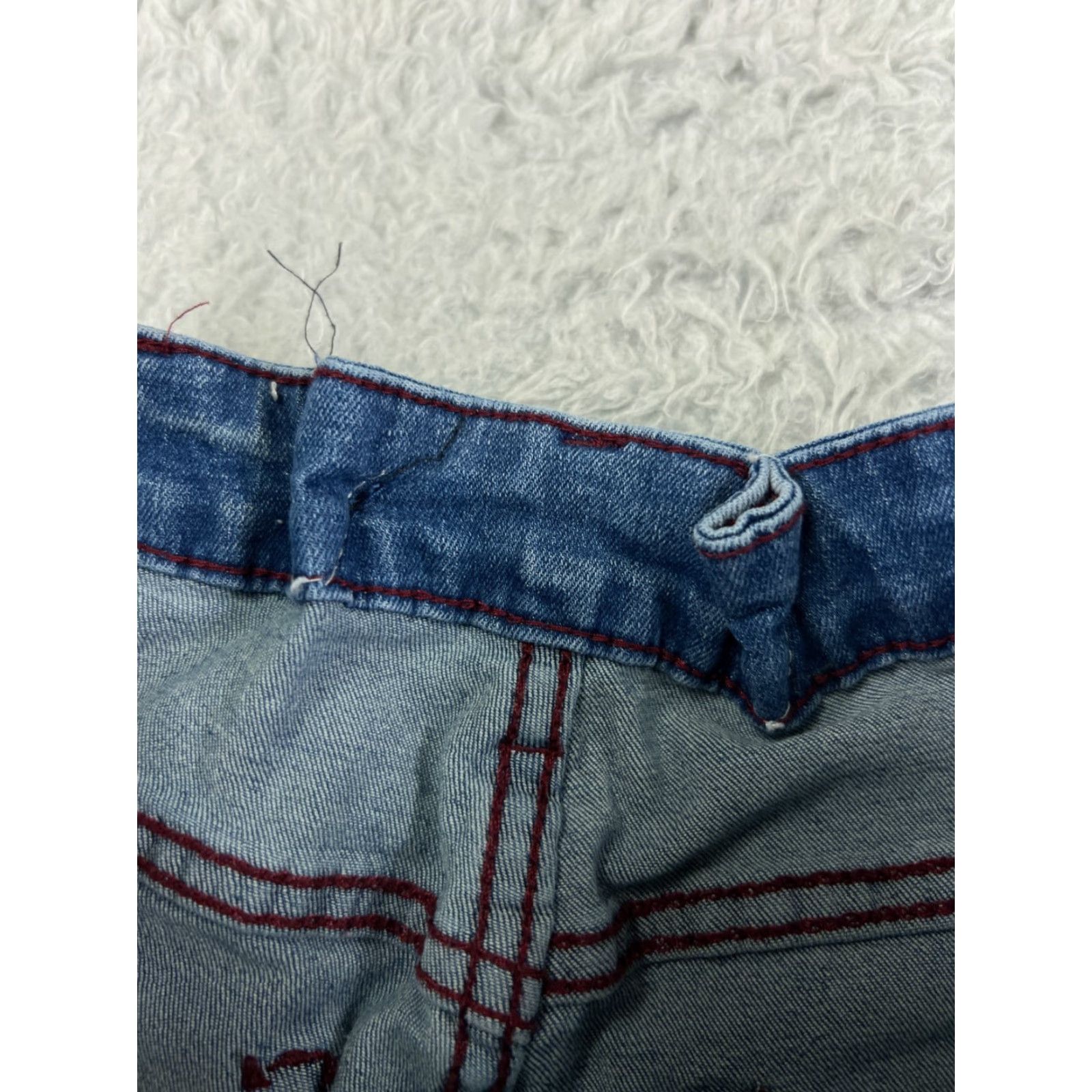 Denime Jeans Women 24 Blue Denim Flared Distressed Embellished Crosses 5-Pocket Regular Inseam 24 Denim Jeans Hippie Size 42" / US 20 - 3 Thumbnail