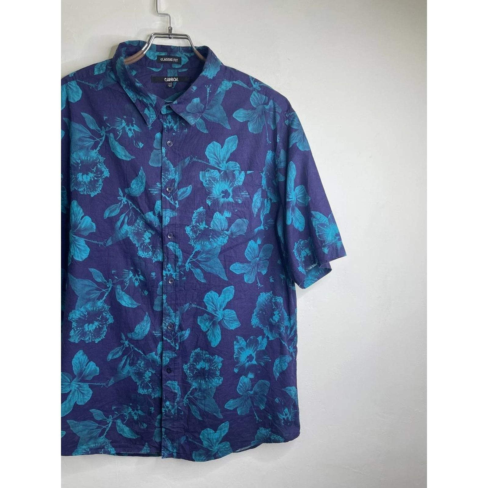 Carbon Vintage Carbon XXL Hawaiian Shirt Teal Floral Classic Fit Size US XXL / EU 58 / 5 - 5 Thumbnail