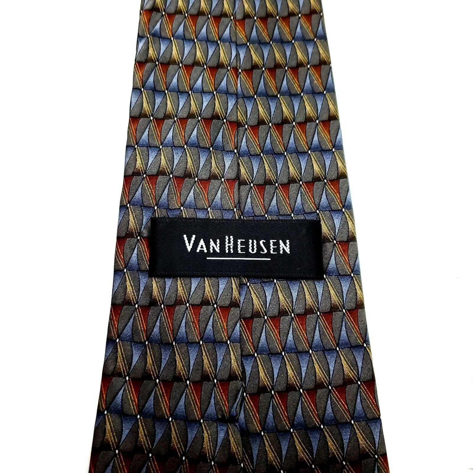 Van Heusen Van Heusen Silk Tie Print Green Wide Geometric Size ONE SIZE - 3 Thumbnail