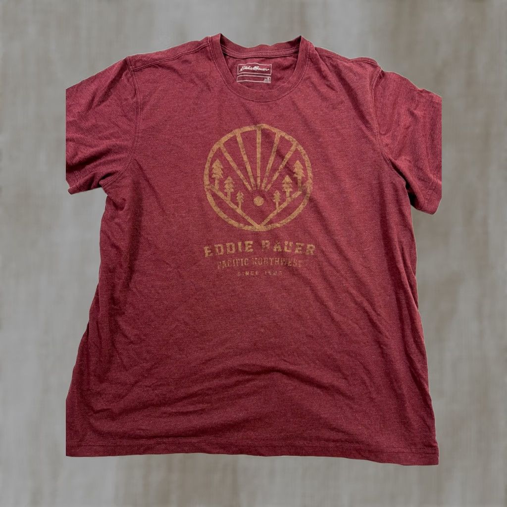 Eddie Bauer Eddie Bauer Shirt Men's XL Red Maroon Pacific Northwest Graphic Tee Short Sleeve Size US XL / EU 56 / 4 - 1 Thumbnail