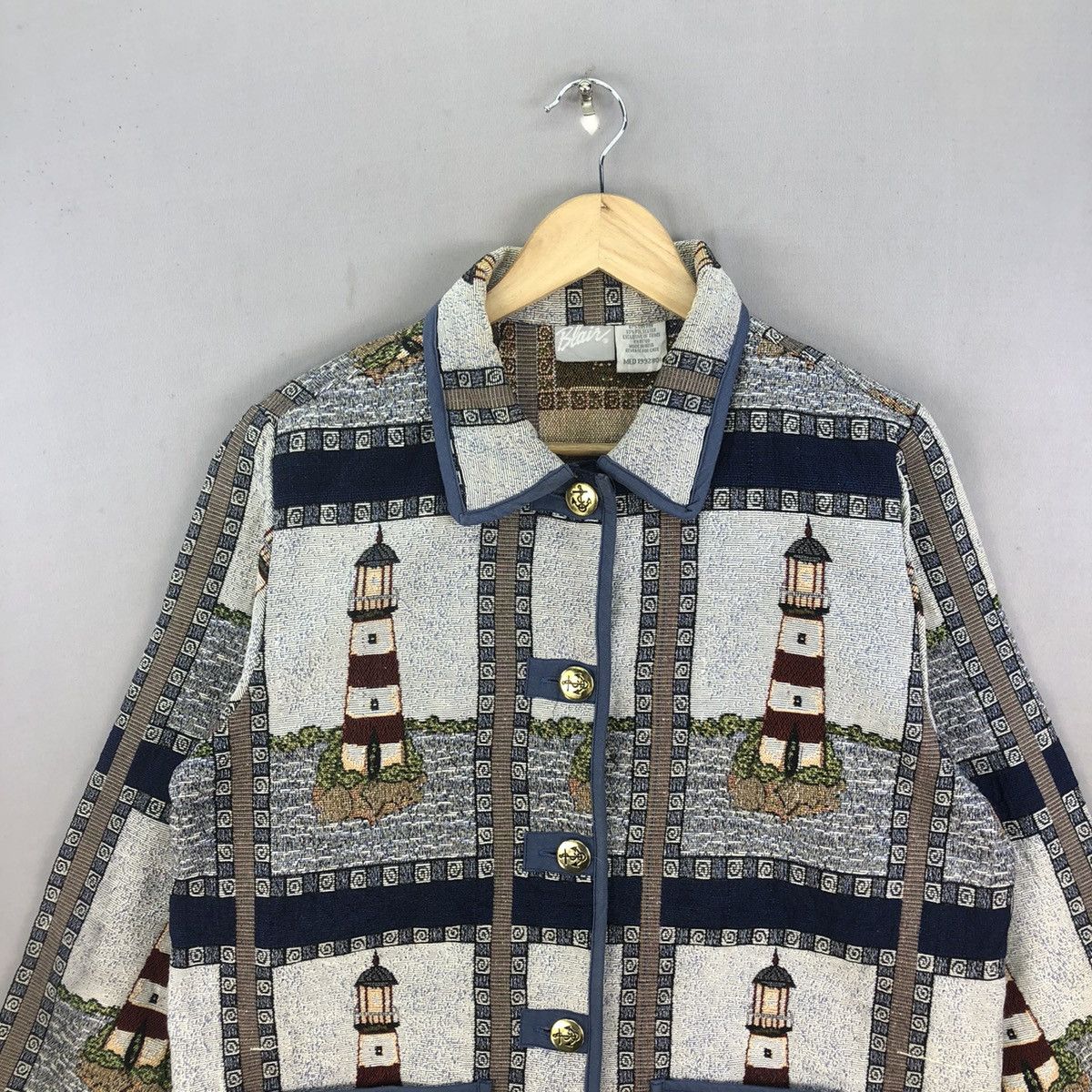 Blair Vintage 2000s Blair Light House Motif Button Up Twill Jacket Size M / US 6-8 / IT 42-44 - 4 Thumbnail