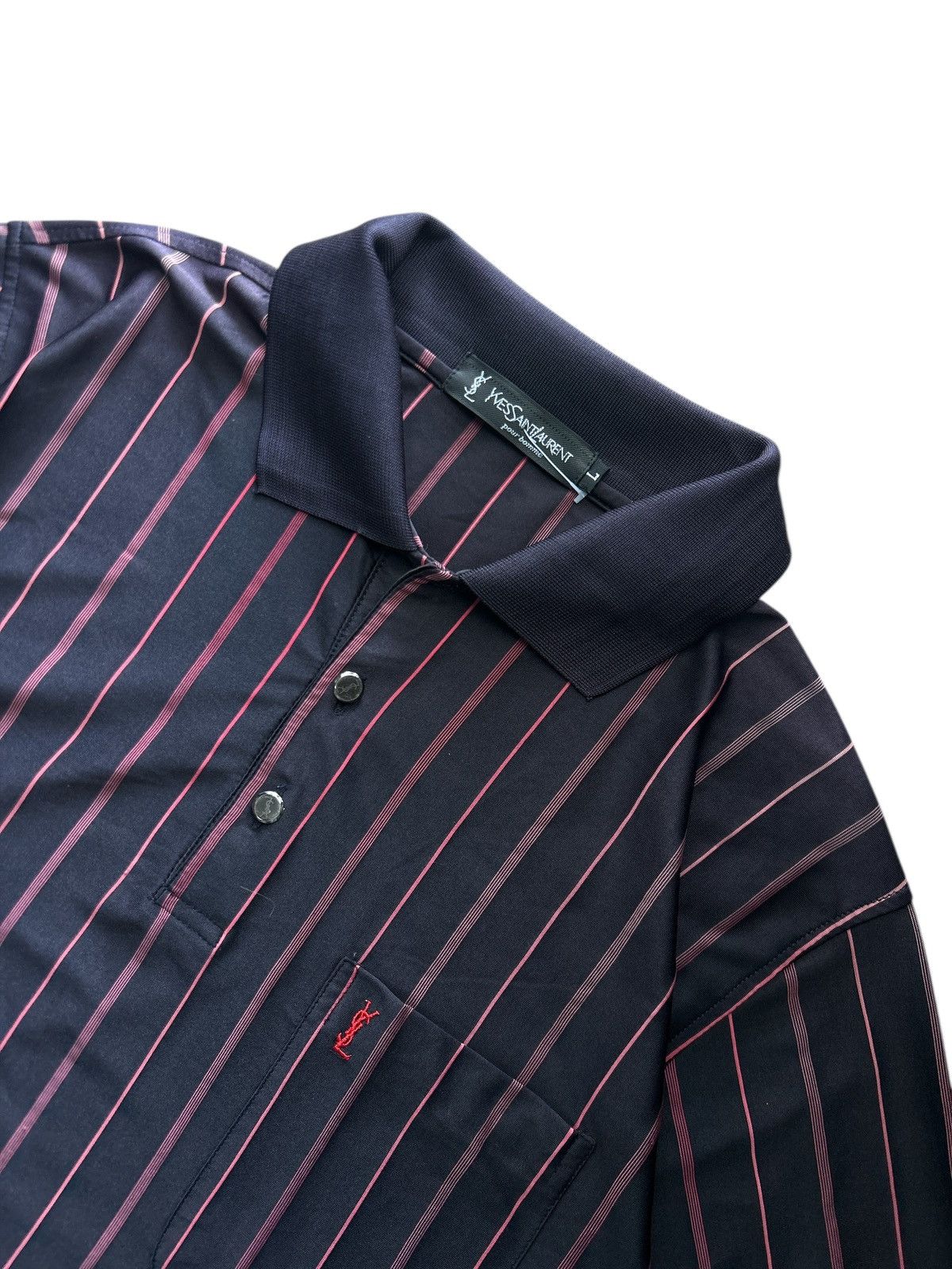 Yves Saint Laurent Vintage Yves Saint Laurent Pour Homme Striped Polo Shirt Size US L / EU 52-54 / 3 - 2 Thumbnail